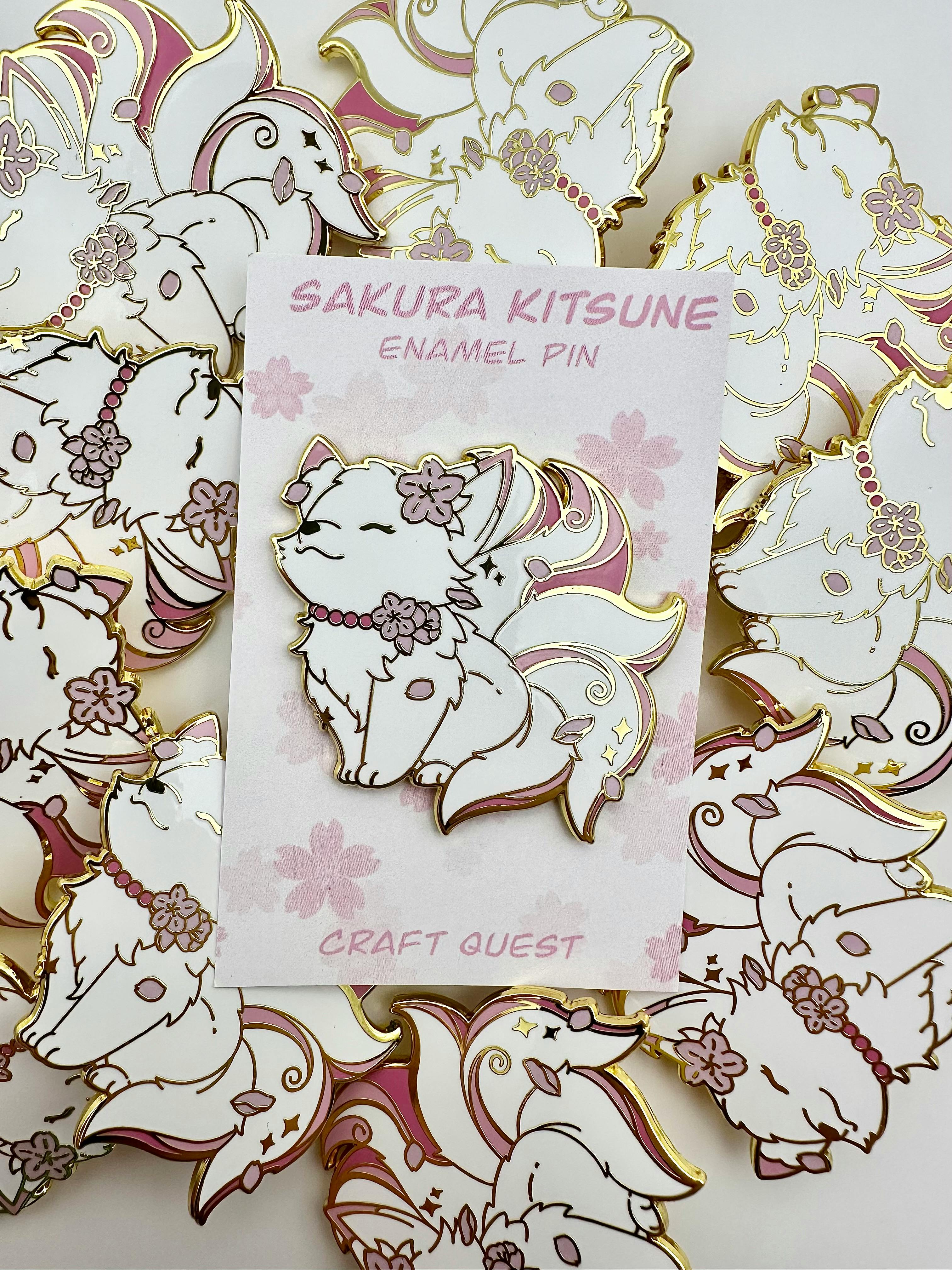 Pink Sakura Kitsune Pin