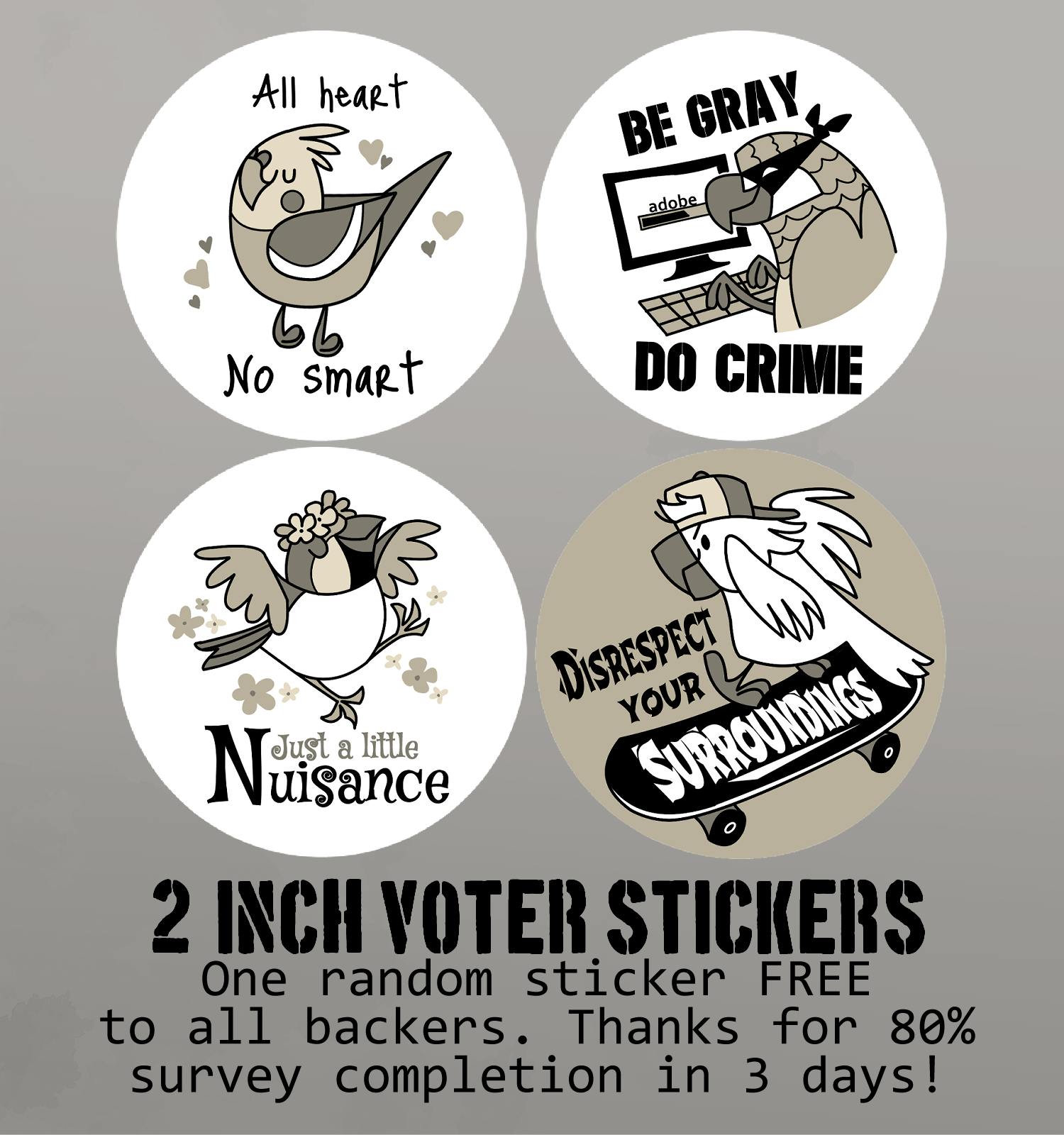 Bird Crimes Project Update: FREE SURVEY STICKER DESIGNS - BackerKit