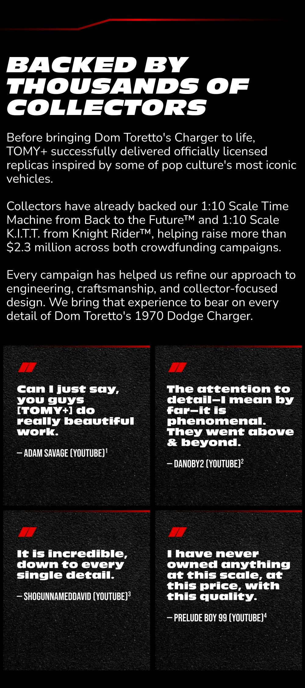 TOMY has successfully delivered officially-licensed replicas across multiple crowdfunding campaigns.