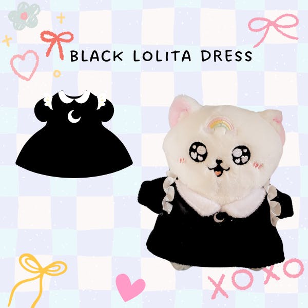 Black Lolita Dress for Cat Plushie