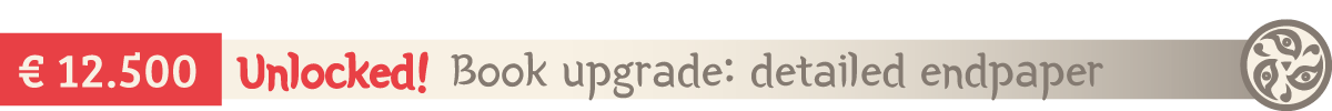Visual that reads: Unlocked! € 12.500 - Book upgrade: detailed endpaper