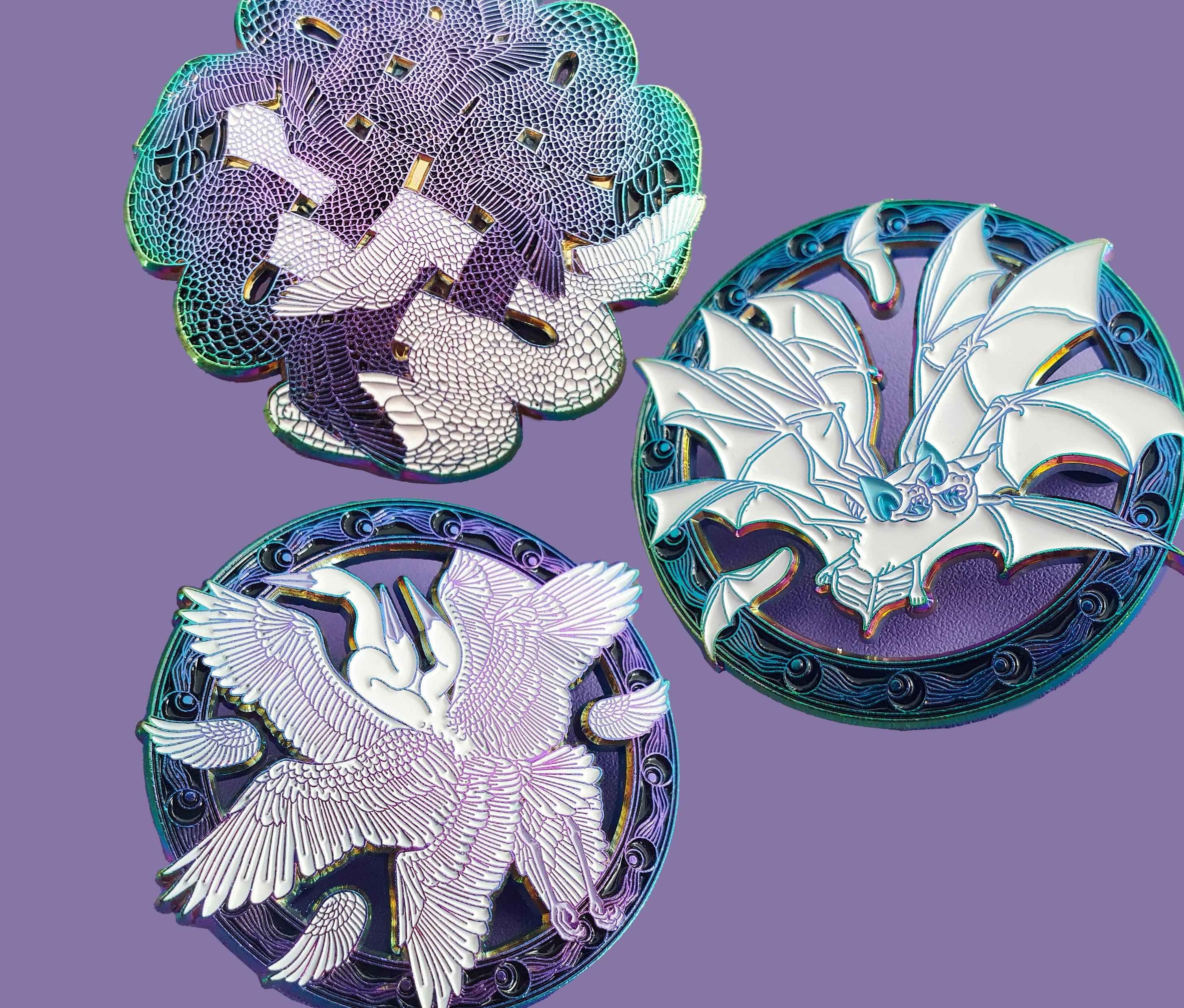 Celestial Beasts pin set - rainbow