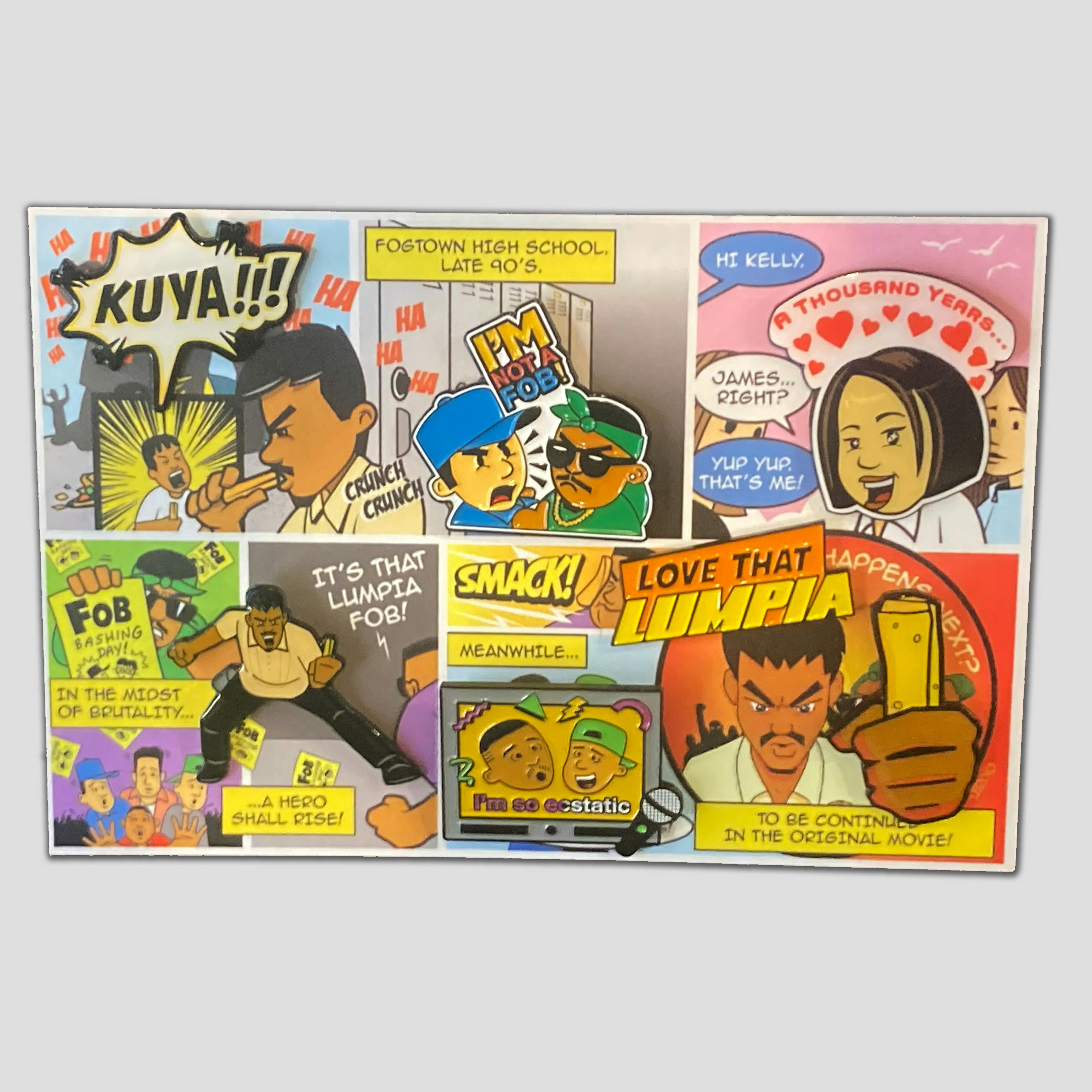 Original LUMPIA Movie Enamel Pin Set of 7 w/ Comic Card LE 100 by LeRoid David