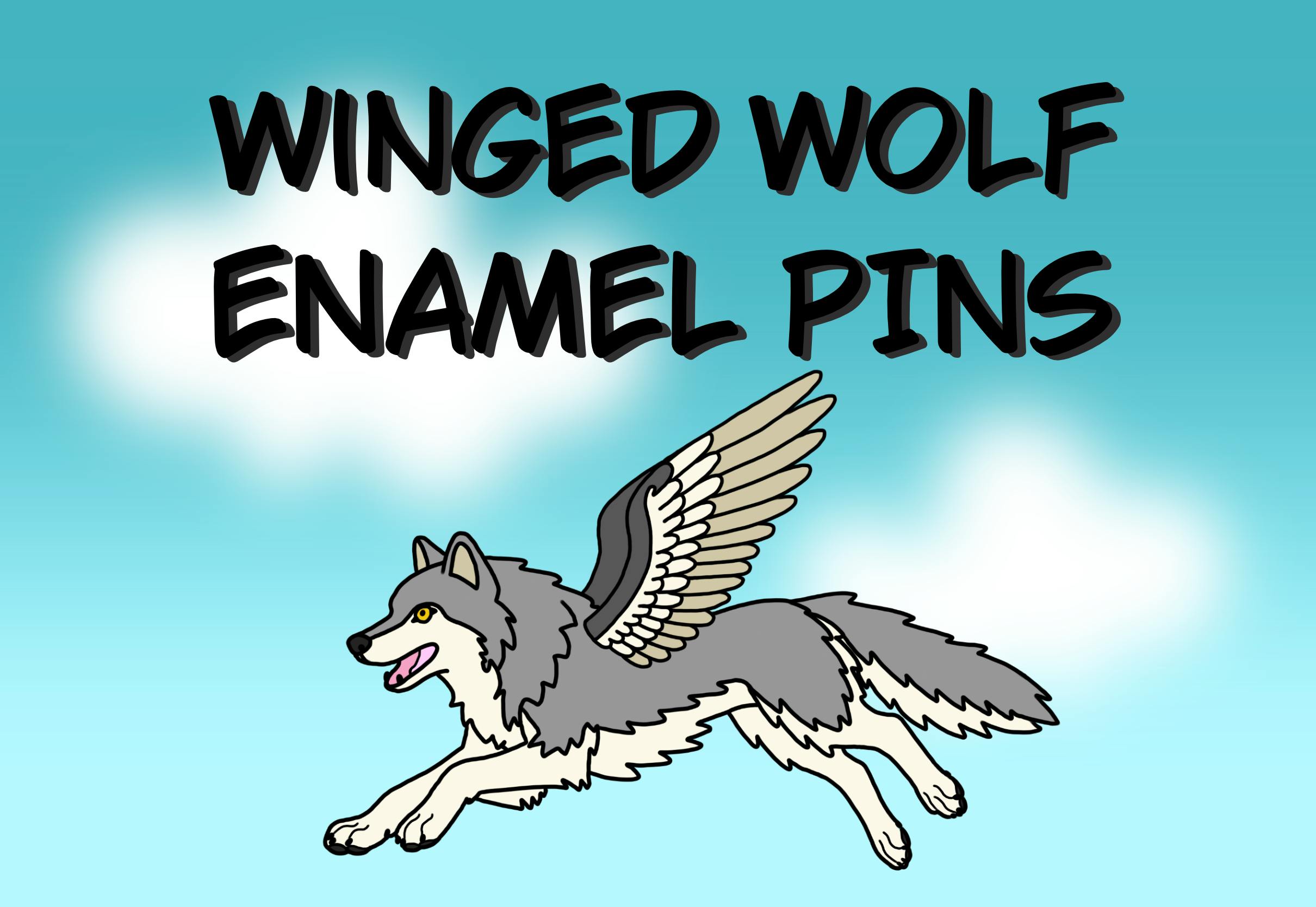 Winged wolf enamel pins