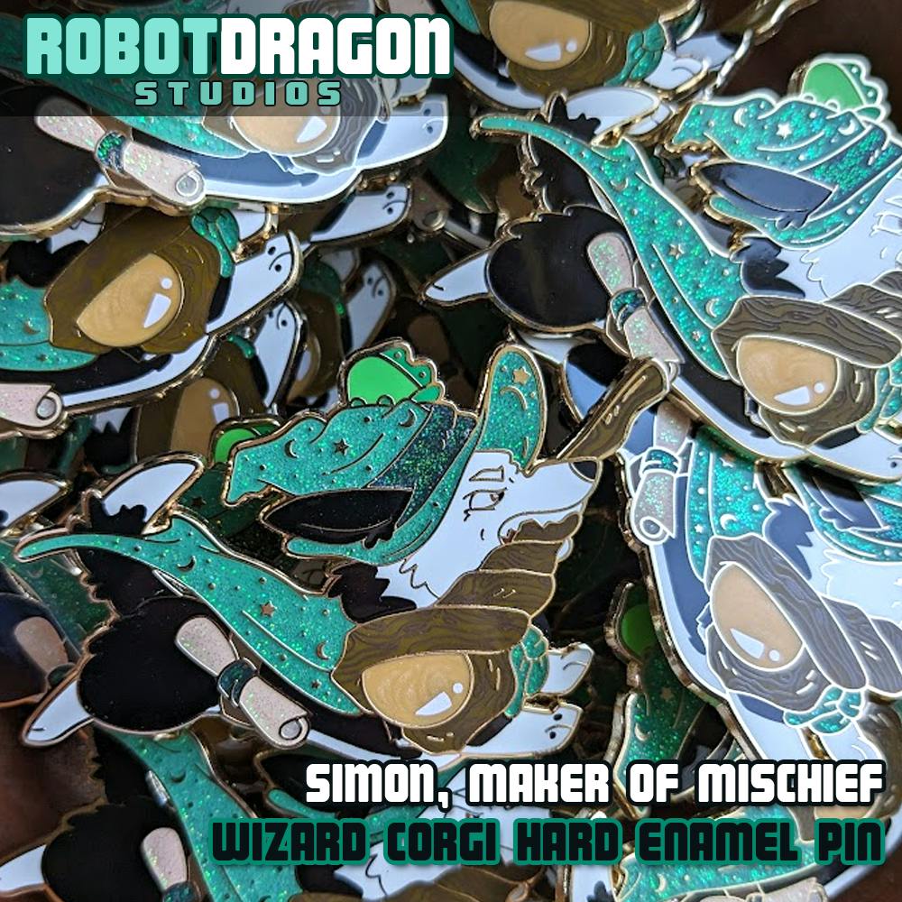 Simon Wizard Corgi Enamel Pin