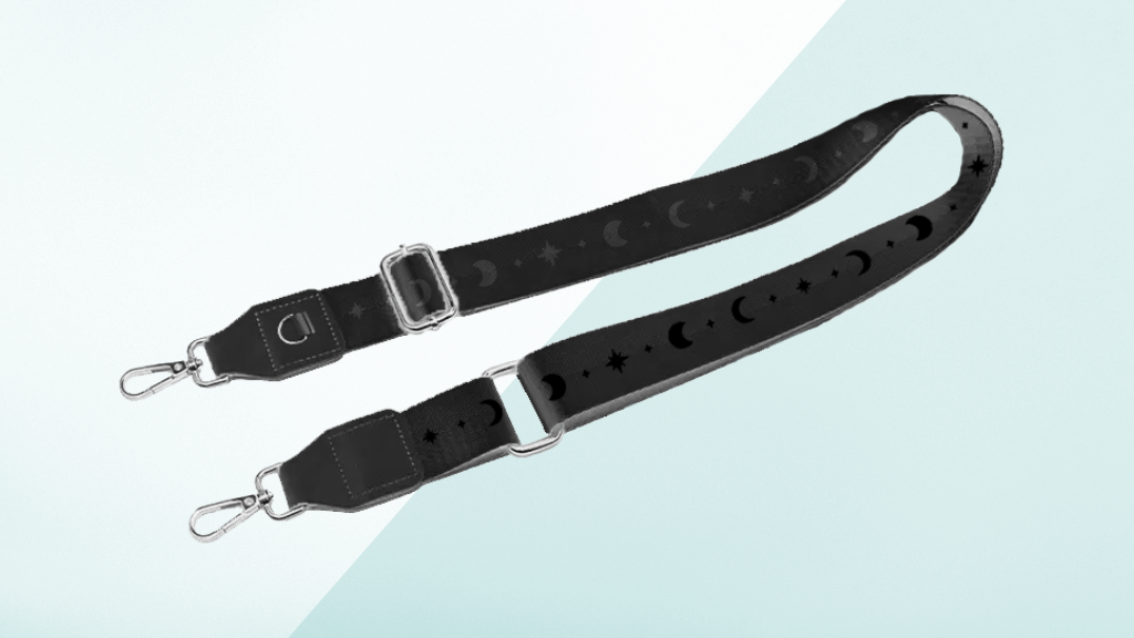 Moonphase Crossbody Strap - Black, Silver Hardware