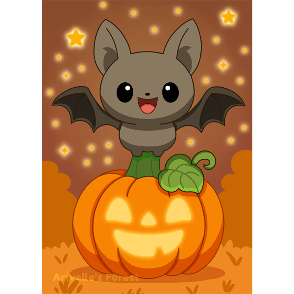 Bat and Jack-O-Lantern 5x7 Print