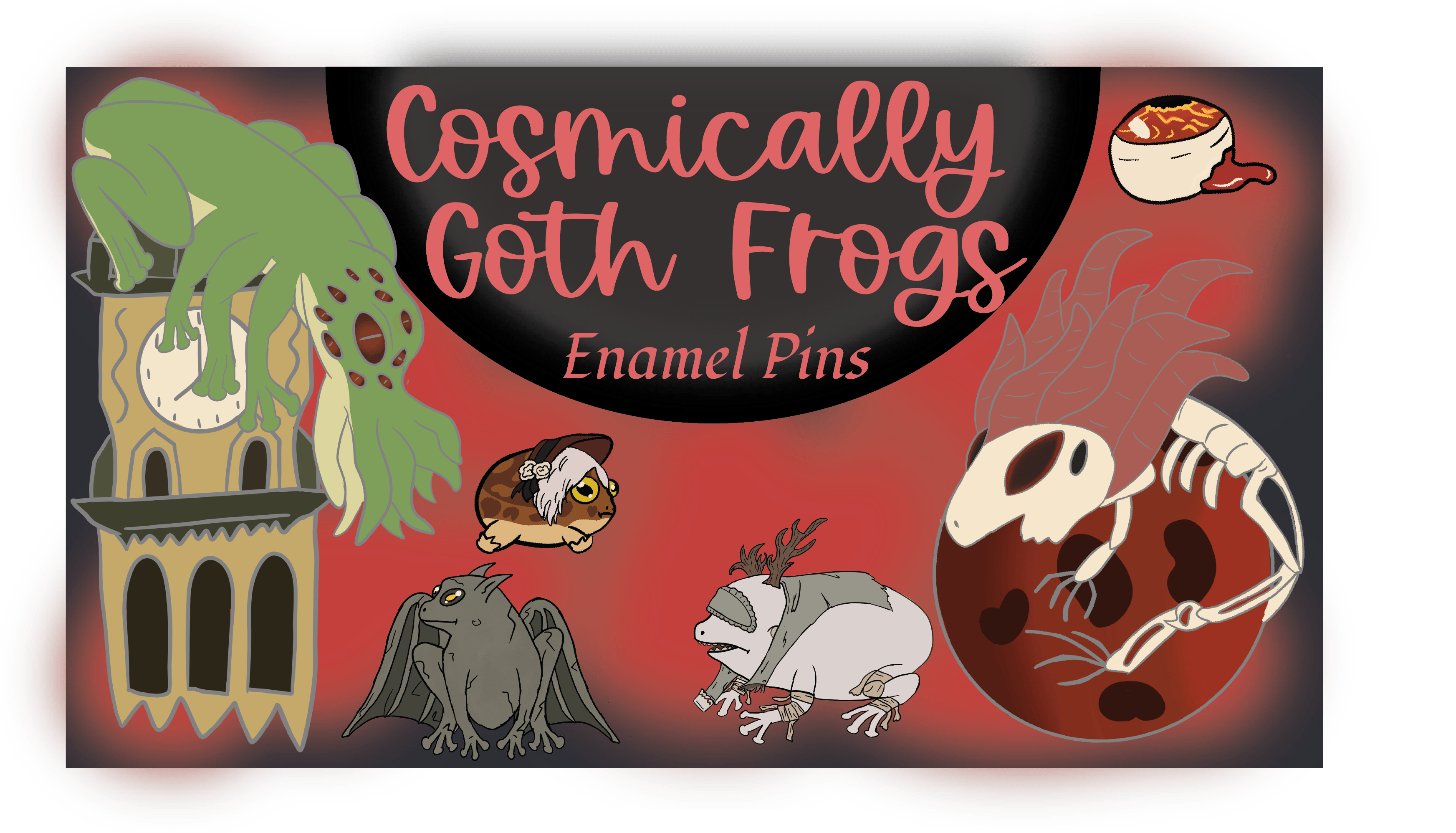 Cosmically Goth Frogs - Enamel Pins