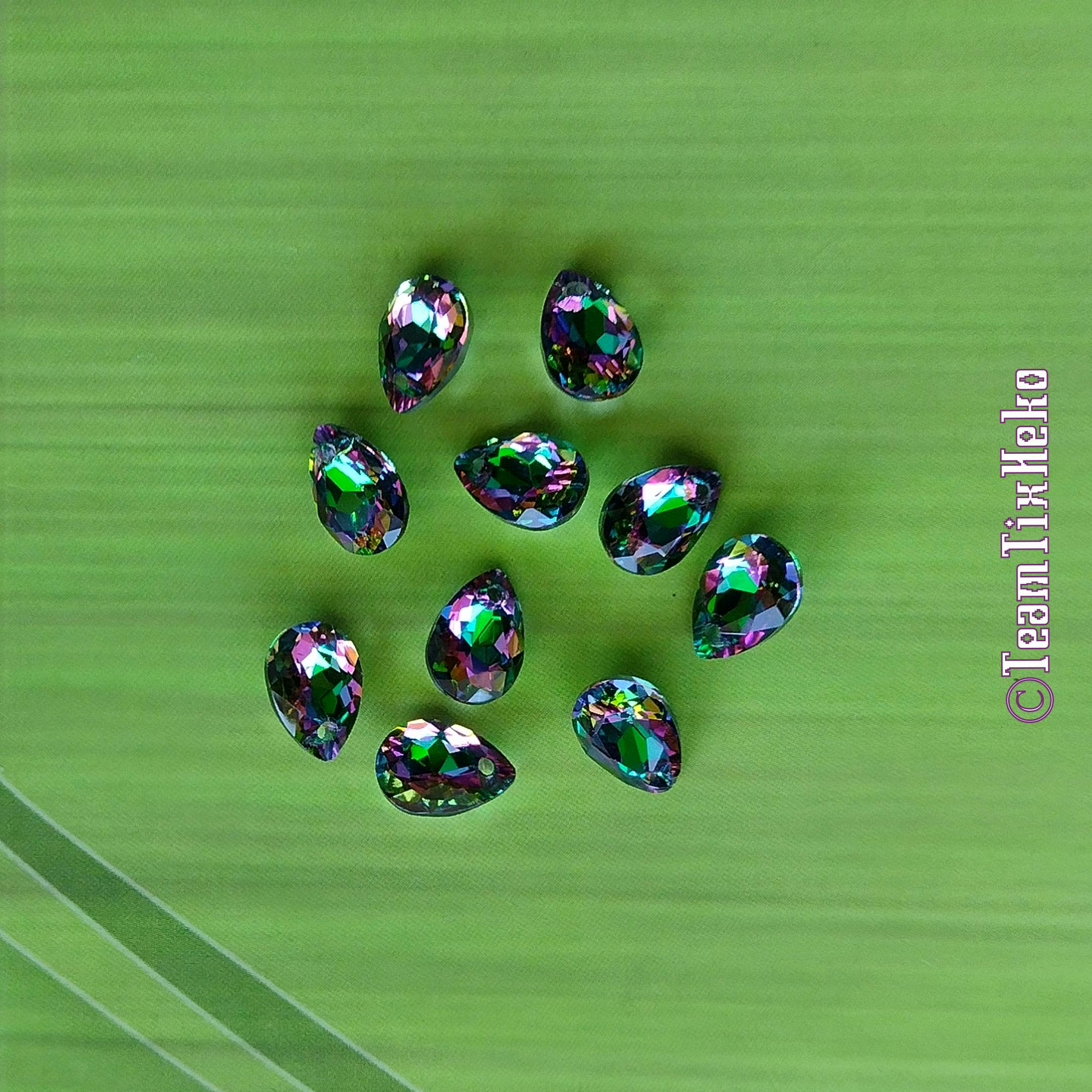 2x CHARM : Glass drop - Dark Green