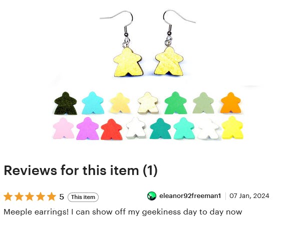  meeple earrings review. Meeple earrings! I can show off my geekiness day to day now