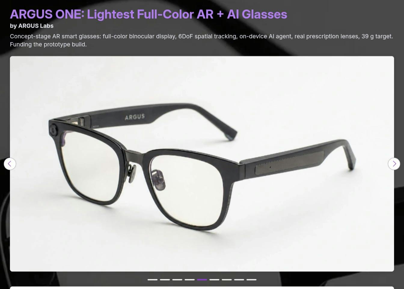 ARGUS ONE: Lightest Full-Color AR + AI Glasses