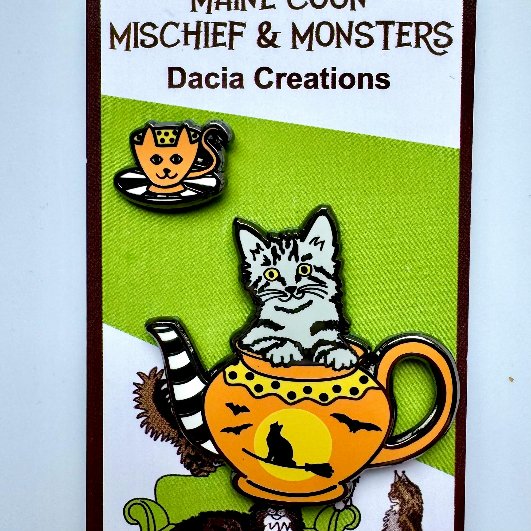 Halloween Kitten Tea Pot set