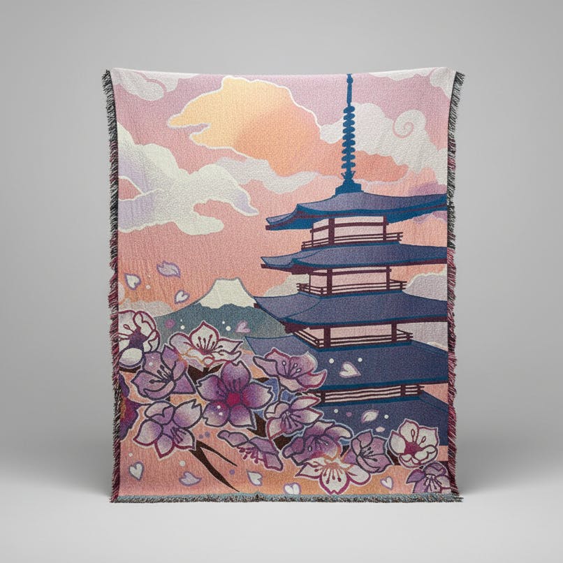 Blossom Skies Luxury Woven Blanket