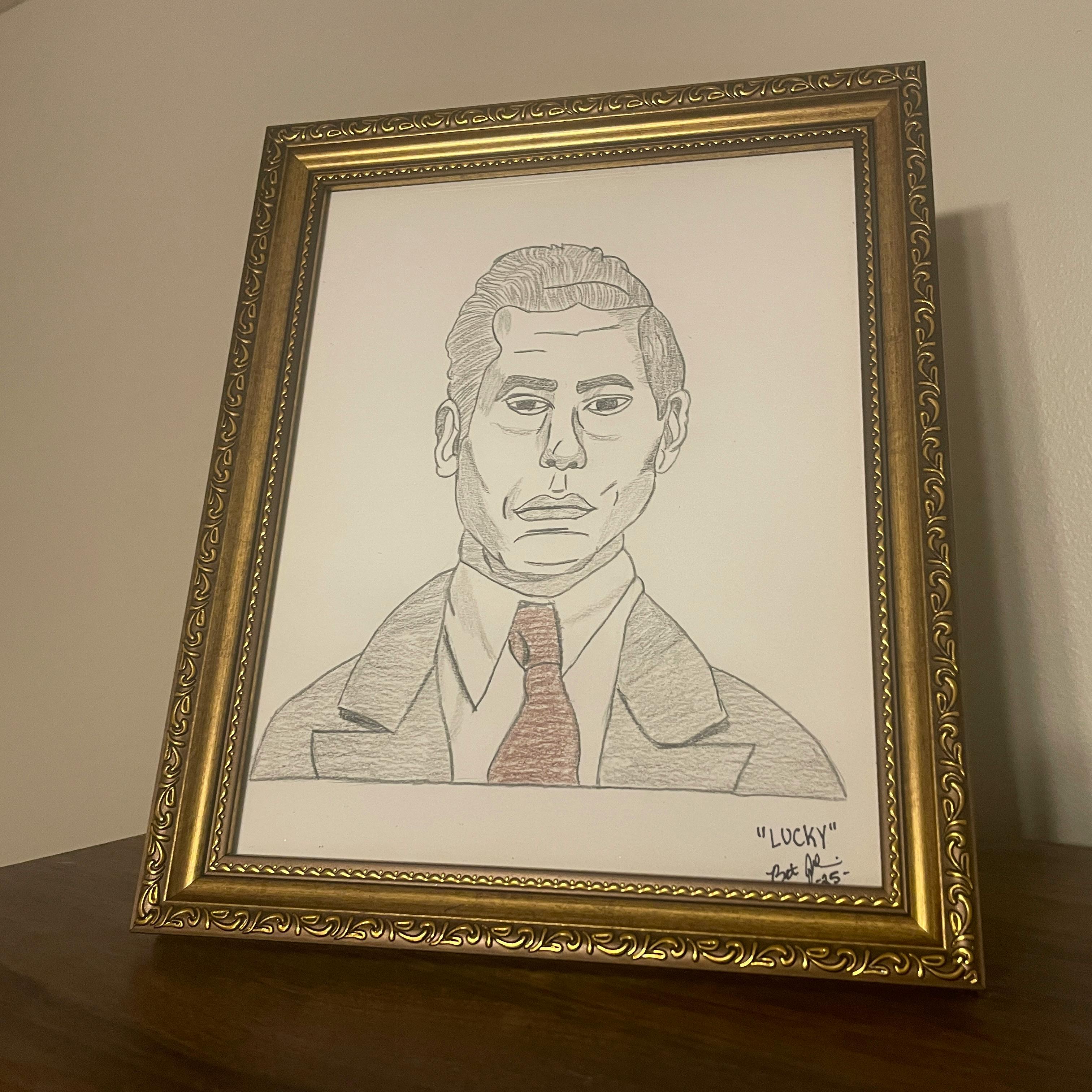 Original Hand-Drawn Portrait: Lucky Luciano