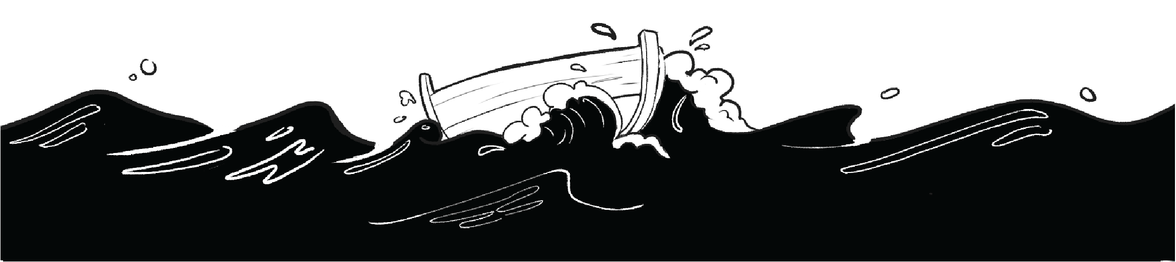 inky footer with a boat