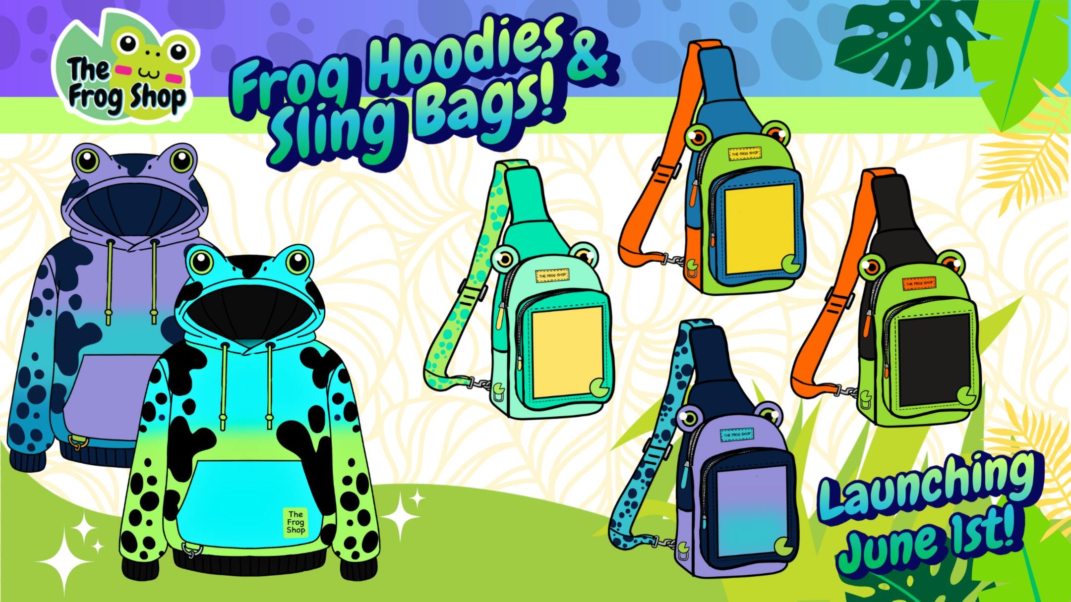 Figural Frog Hoodies and Sling Bags