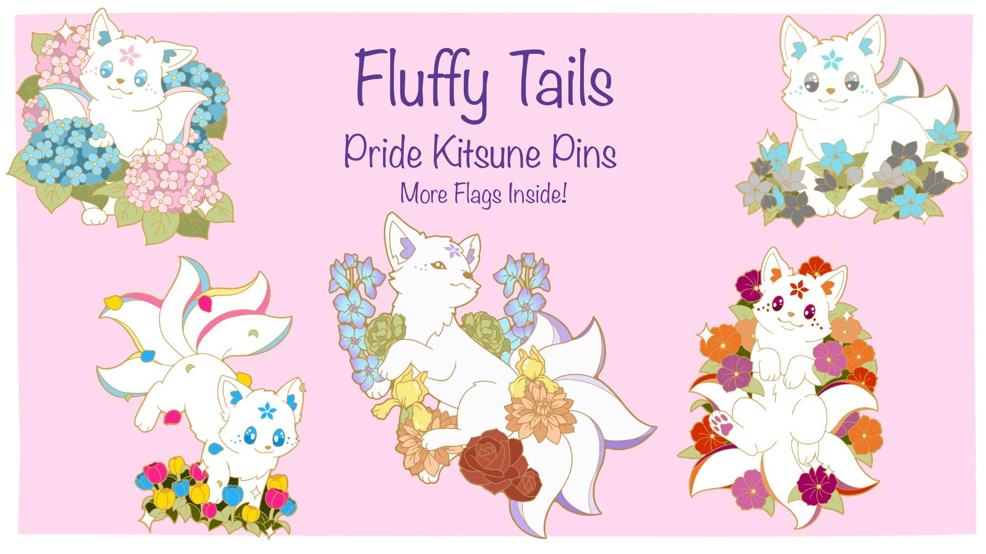 Fluffy Tails- Pride Kitsune Pins