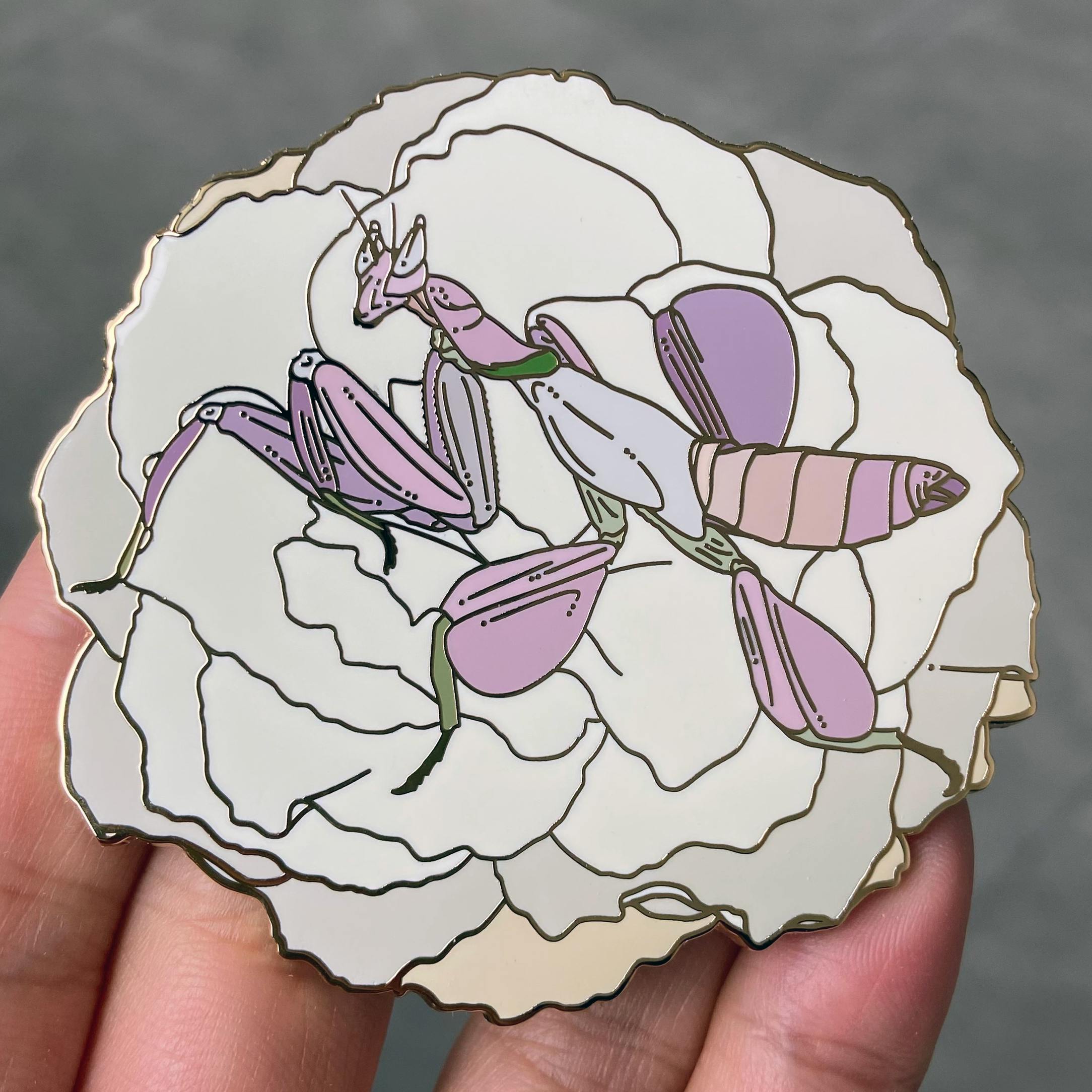 Pink Orchid Mantis Large Pin	