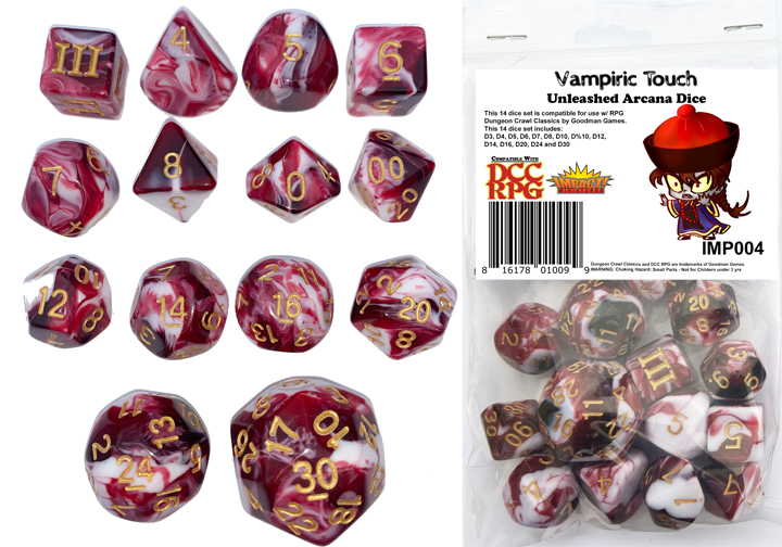 Vampiric Touch DCC 14 dice set with DCC & 5E rules for new monster - Jiangshi