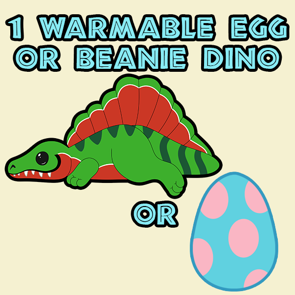1 Beanie Dino or Warmable Egg