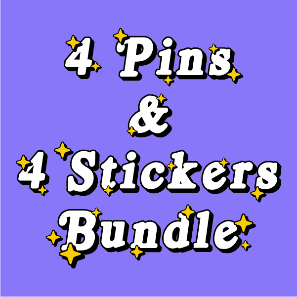 Four Pins & Four Stickers Bundle