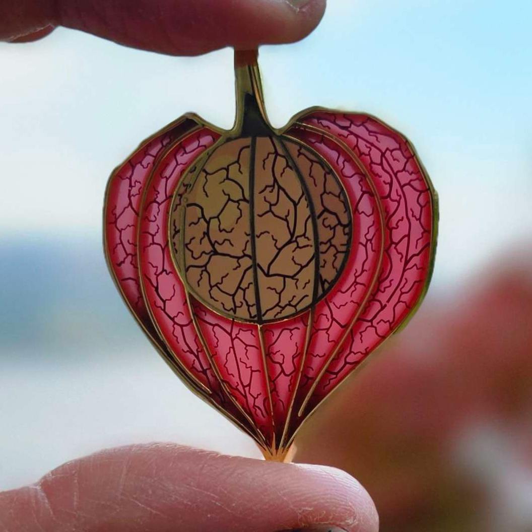 Physalis Stained Glass Pin	