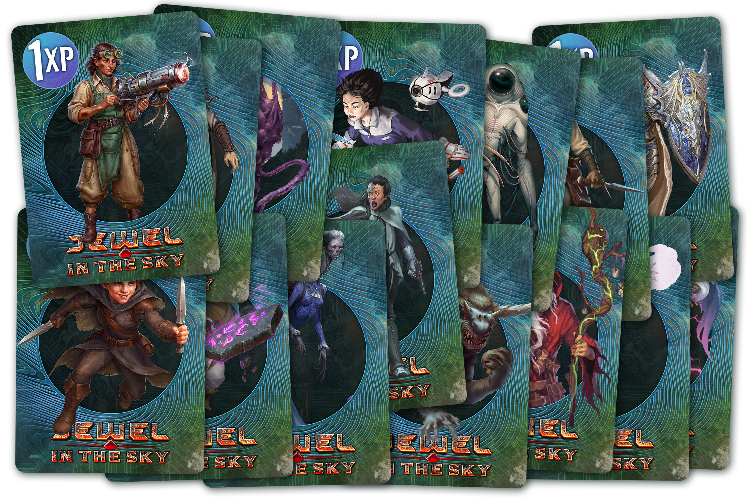 Mockup of the collection of XP cards accumulated so far.