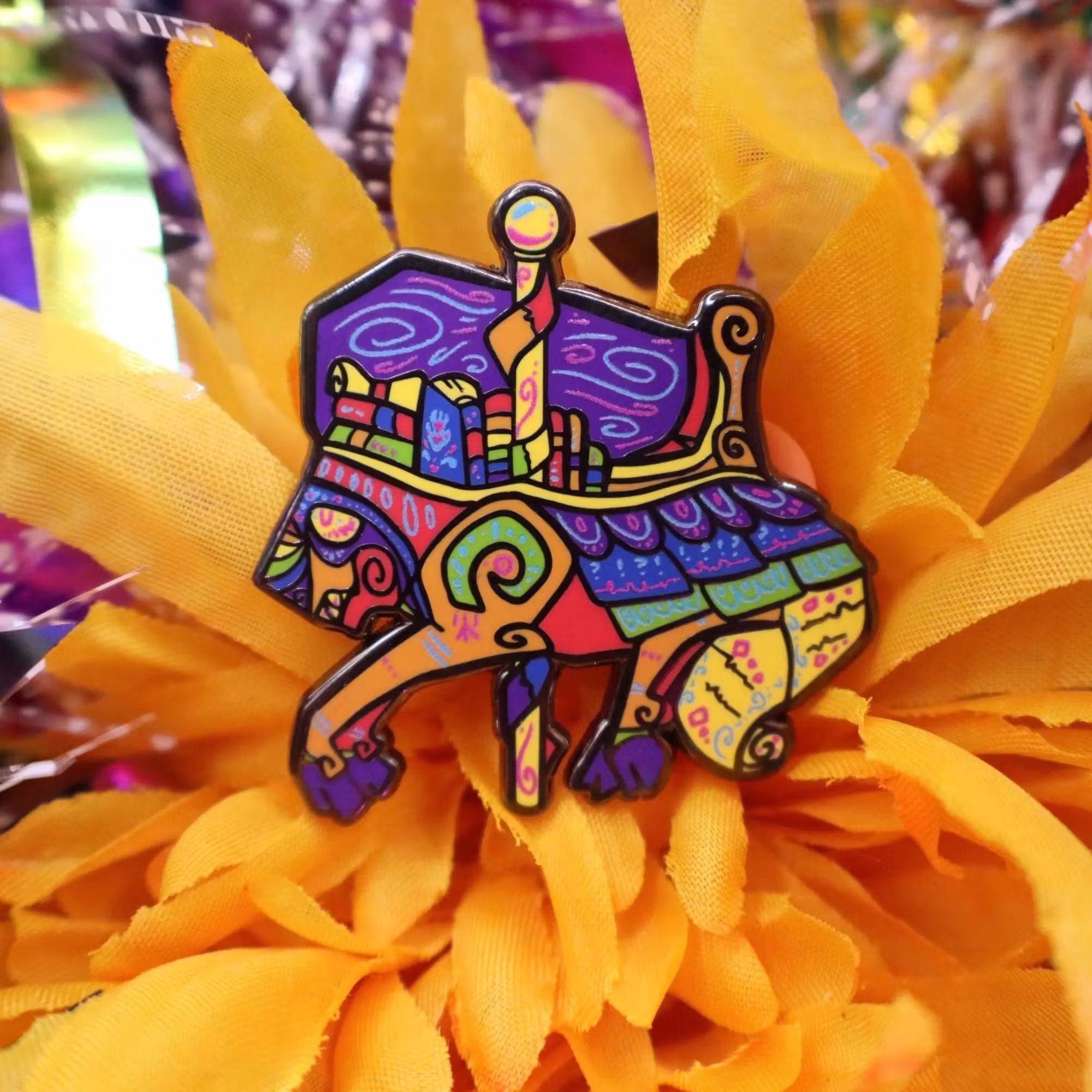 Rainbow pride flag funeral mountain terrashot limited cryptid carousel enamel pin