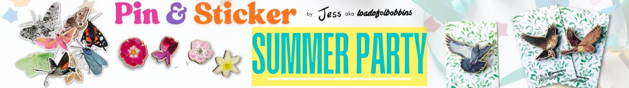 pin and sticker summer party banner by loadofolbobbinshttps://www.backerkit.com/c/projects/loadofolbobbins/pin-and-sticker-summer-party/launch_party?stay=true