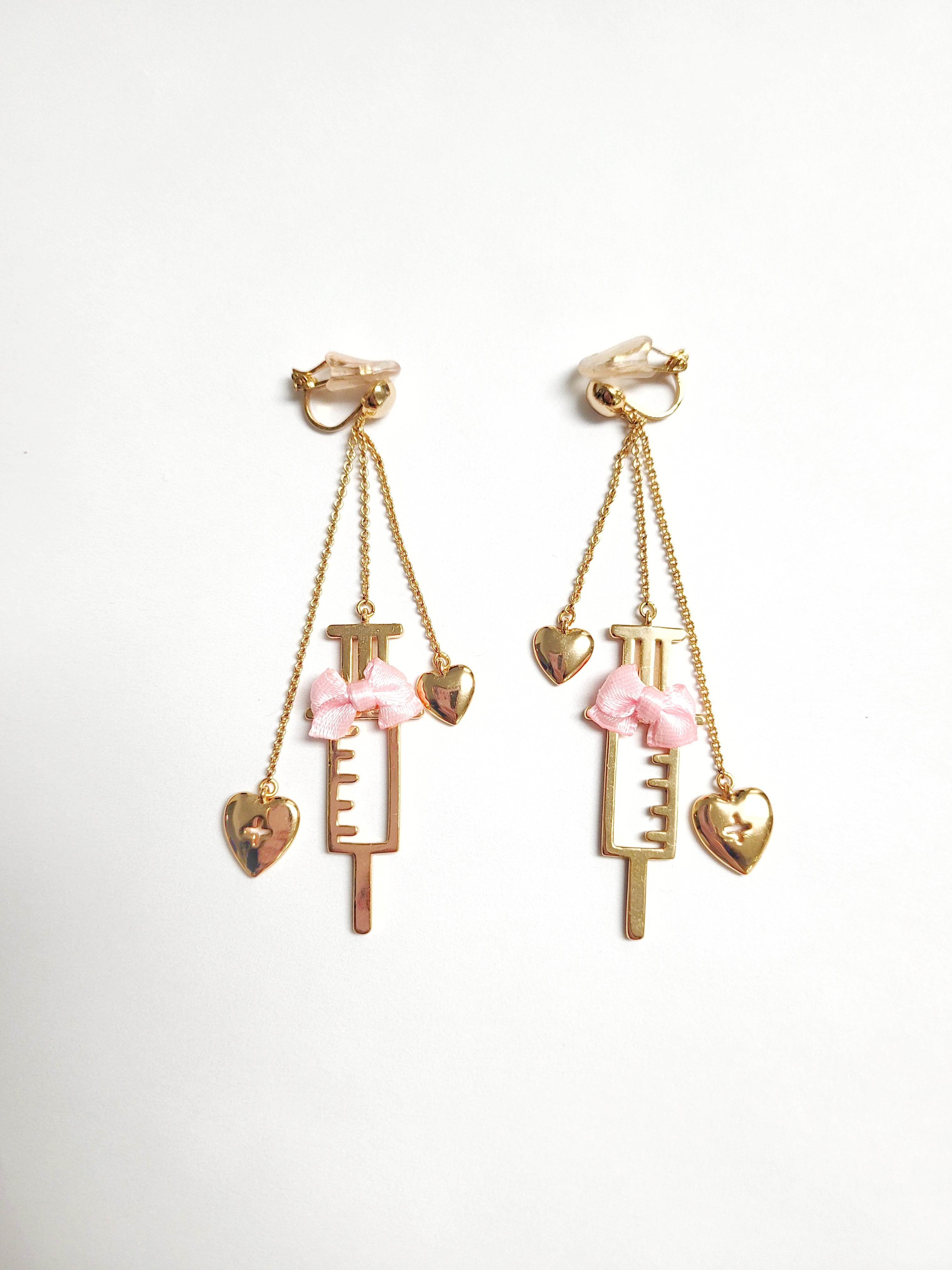 Syringe Dangle Earrings (Clip-On)