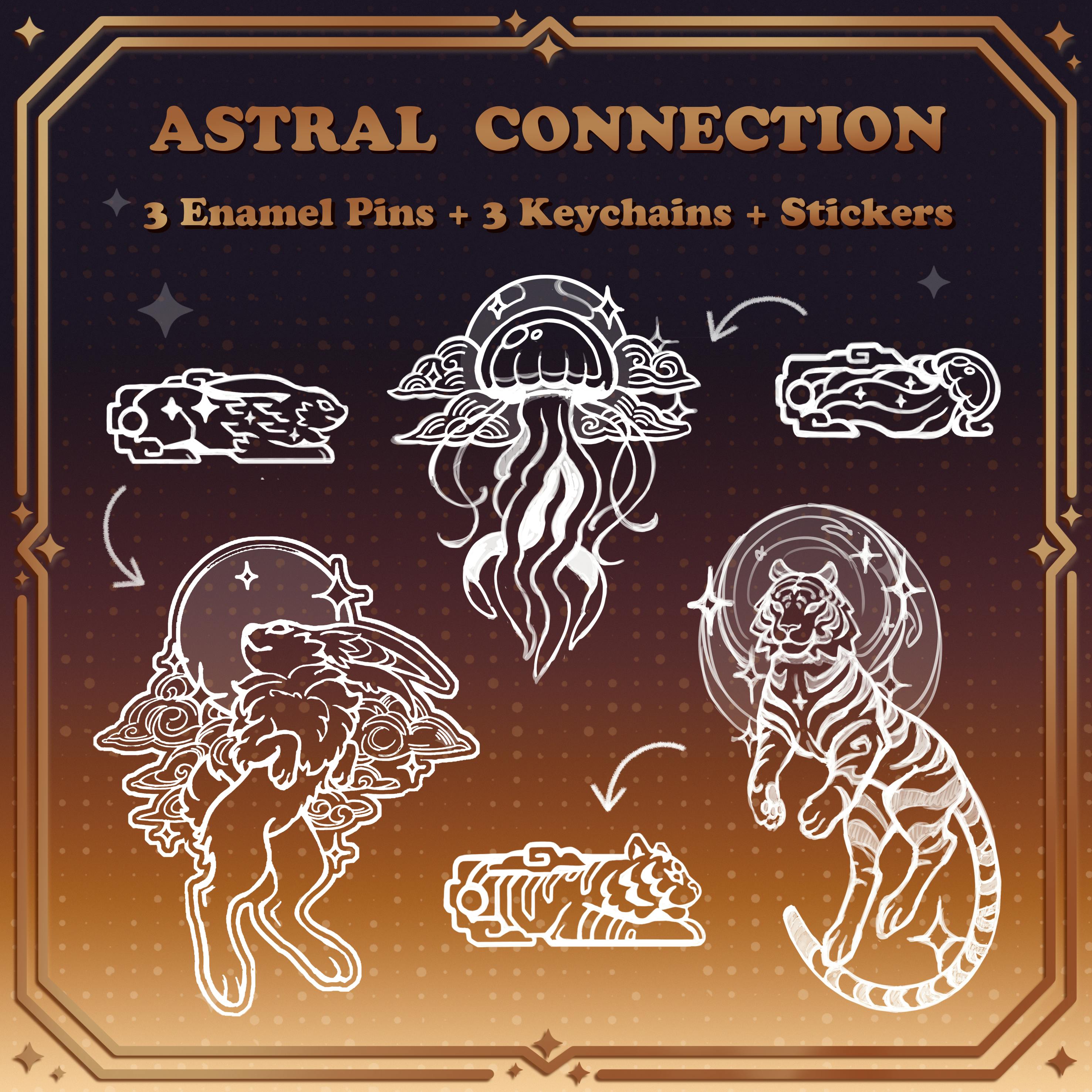 3 Premium pins + 3 small metal keychains (metal keychains pin same animal than the related enamel pin)