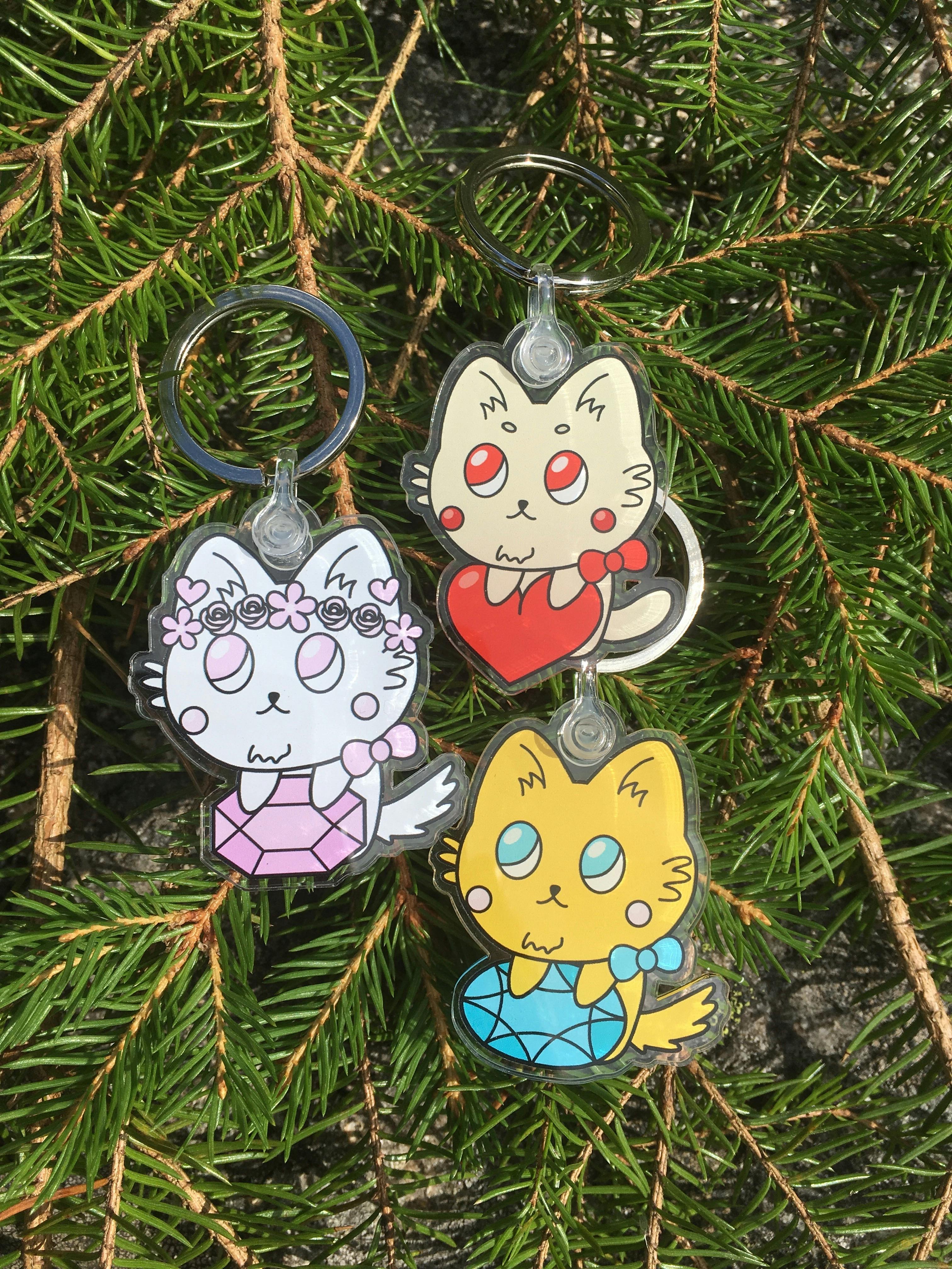 ⭐️ Gem cats keyrings x3 ⭐️