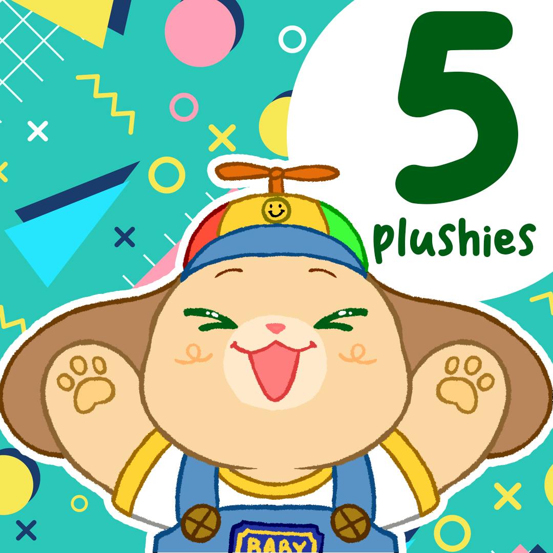 Five (5) Very Huggable Softies Plushies