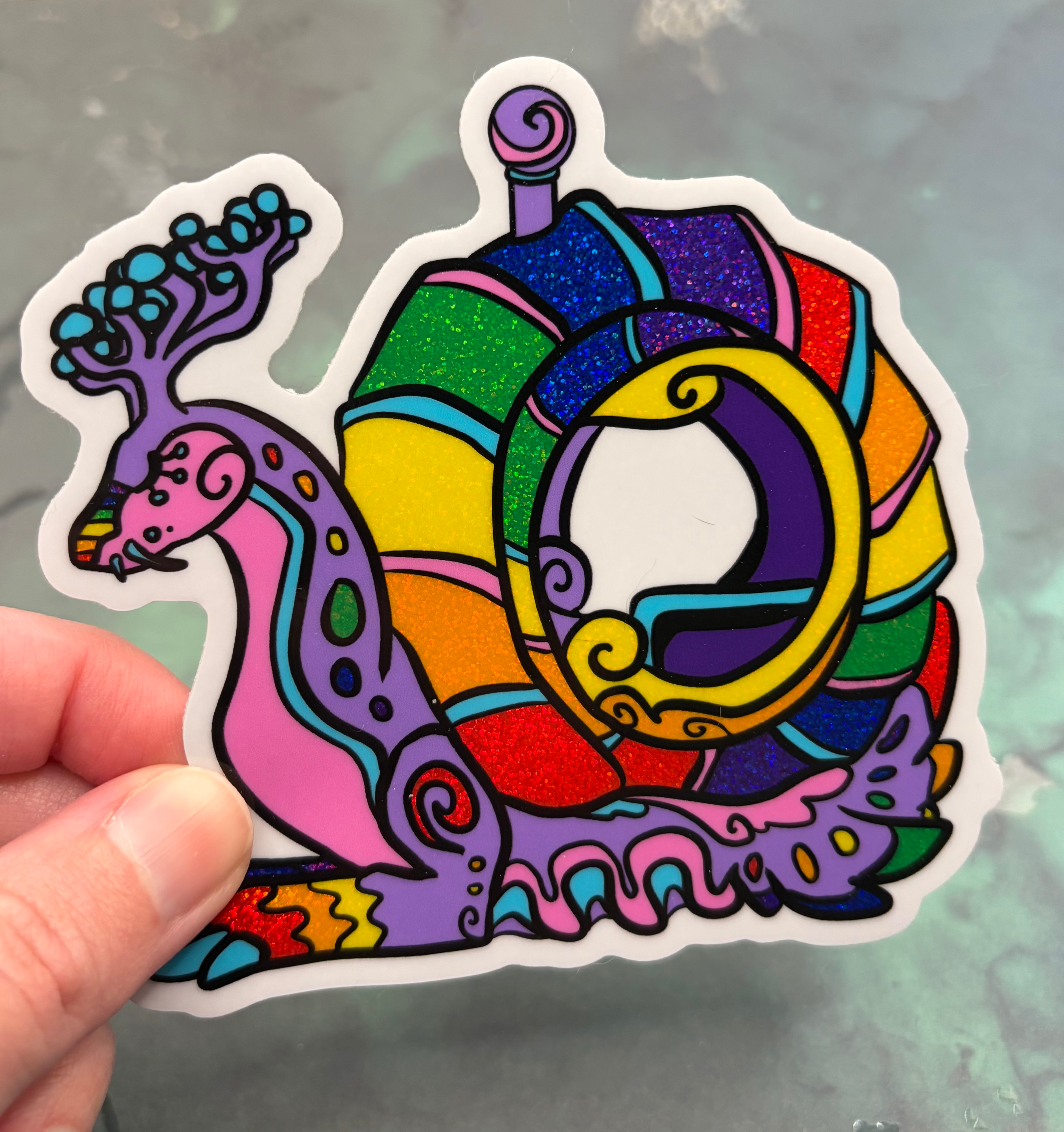 9 Stripe pride flag sarmatian sea snail holographic sticker