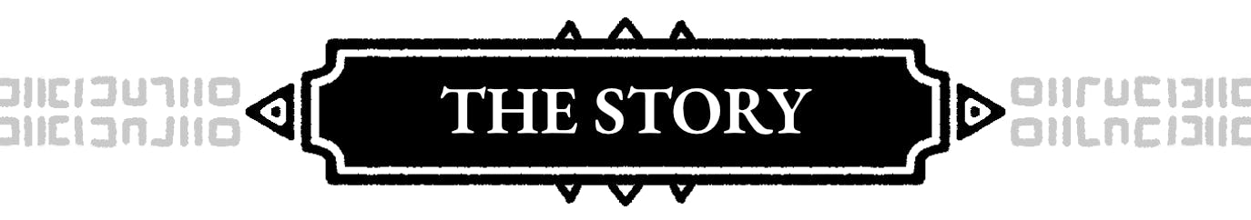 The words, "The Story" surrounded by stylized runes.