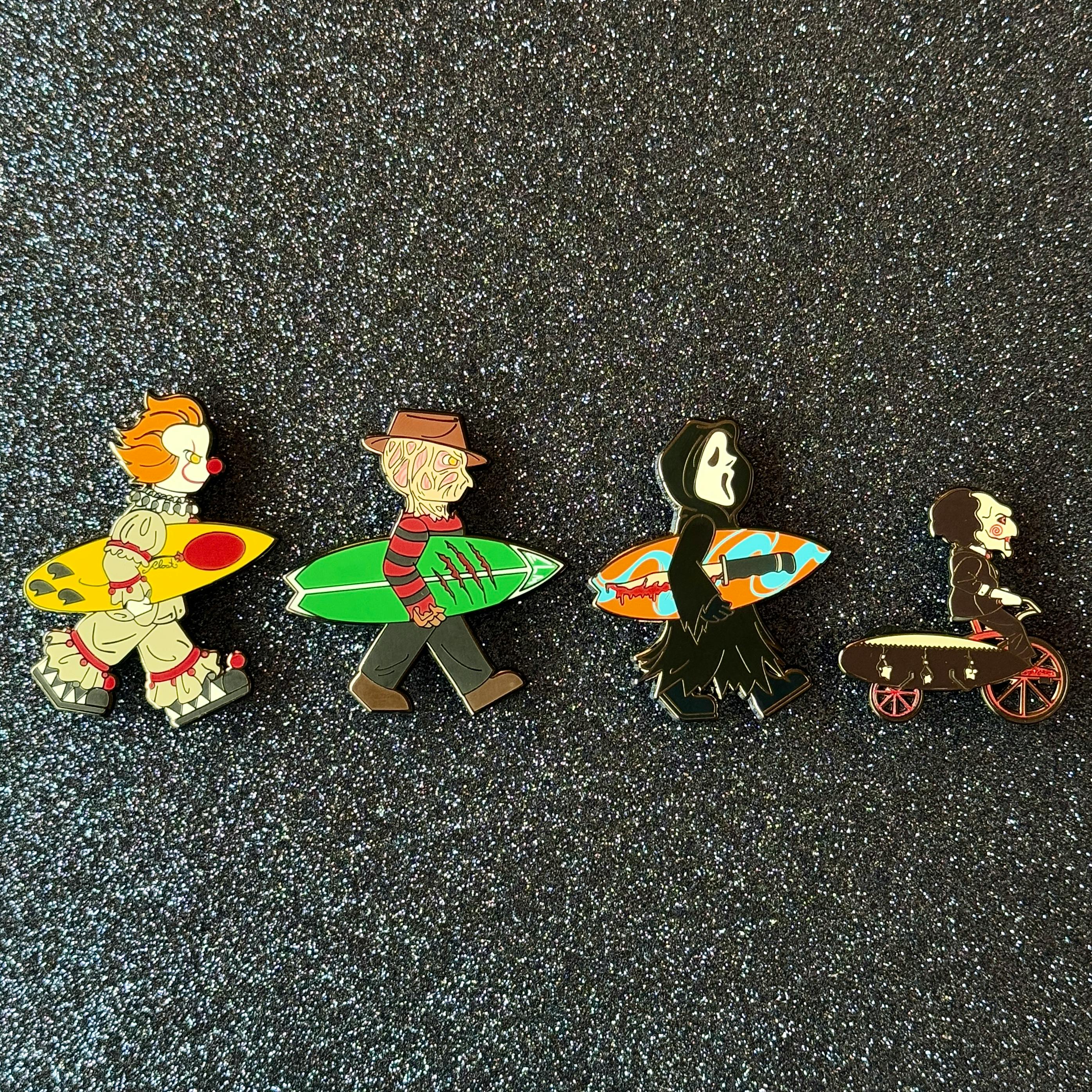 Horror Surf Enamel Pin Bundle
