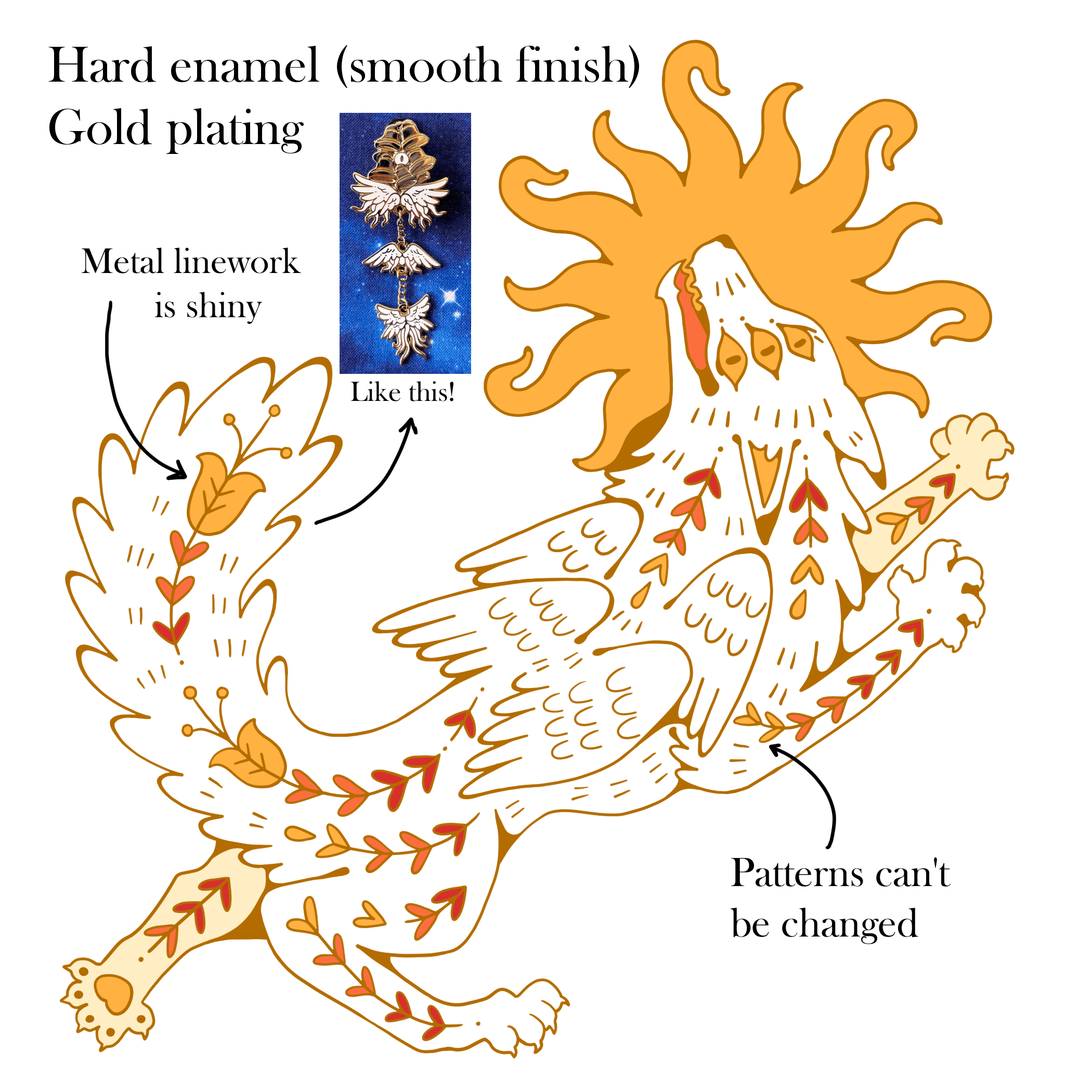 A - Gold plating with hard enamel