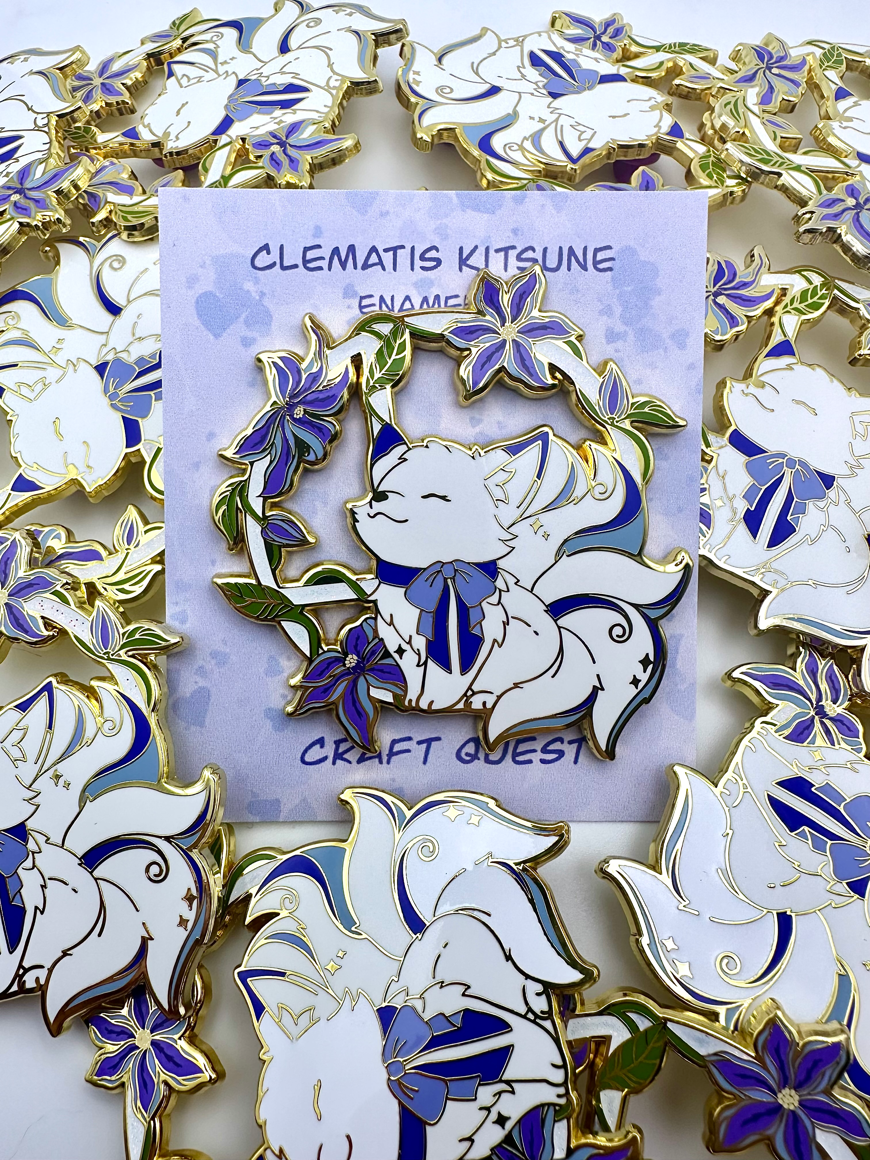 Clematis Kitsune Pin