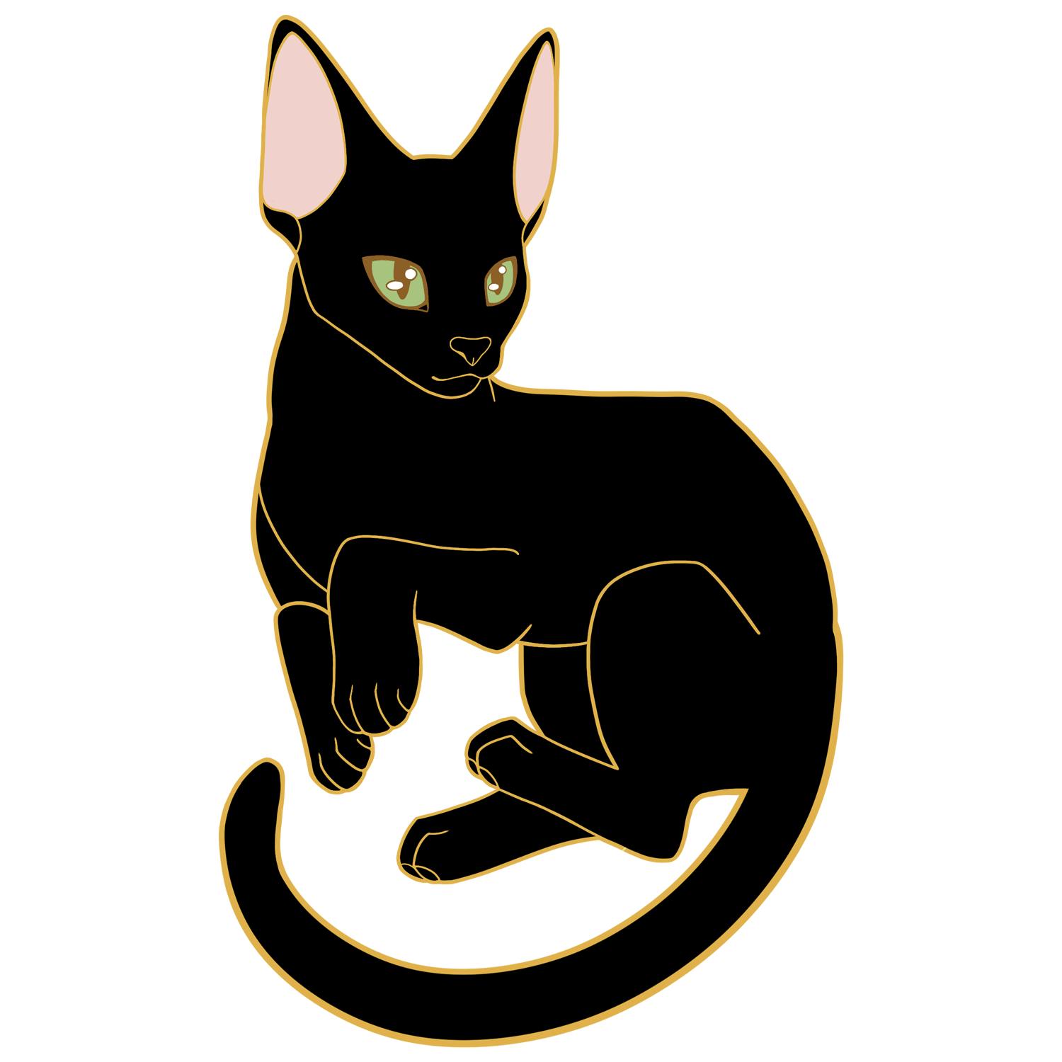 Lucky Black Oriental Cat Pin Limited Edition 