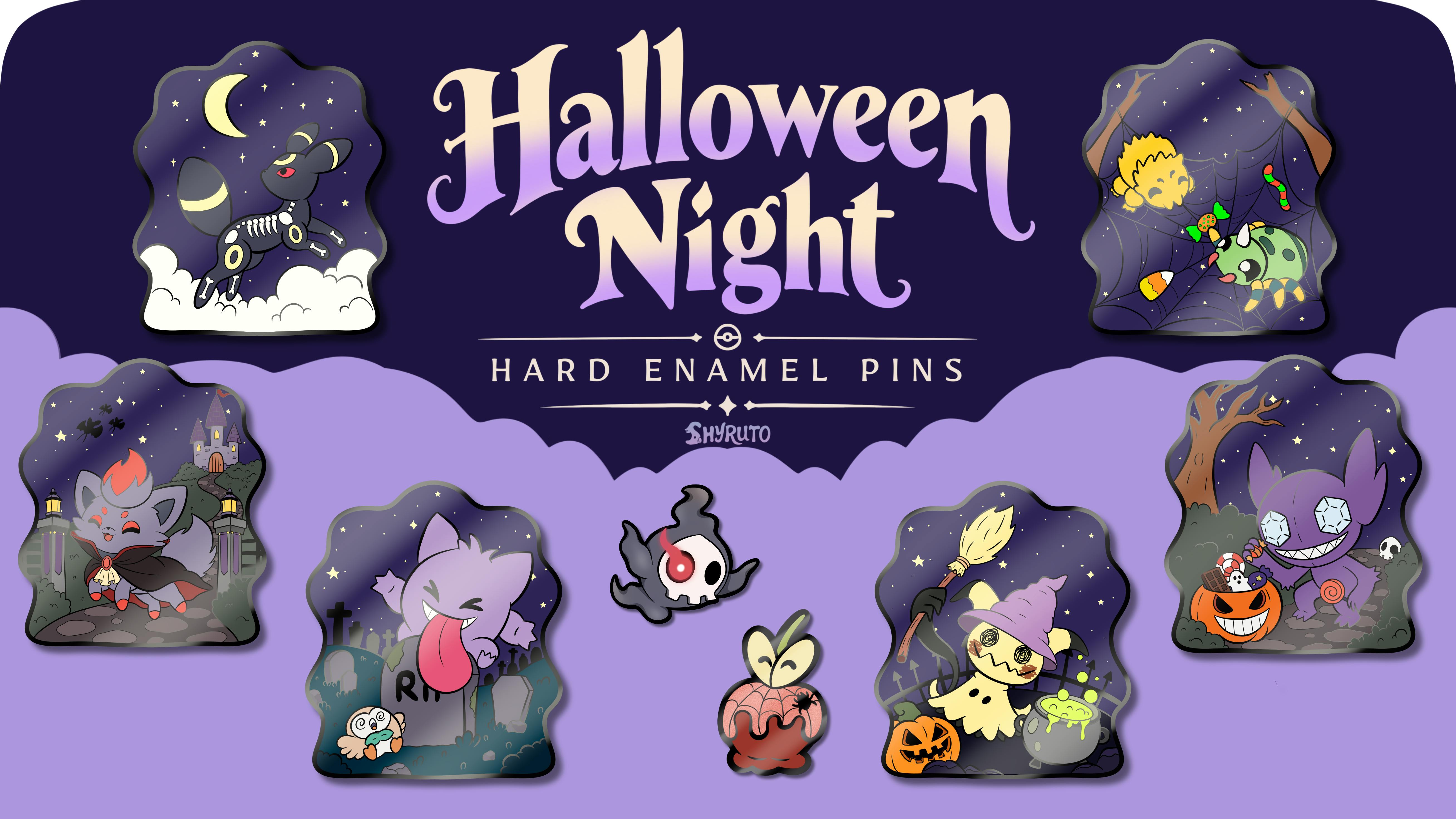 Pokemon "Halloween Night" Enamel Pins