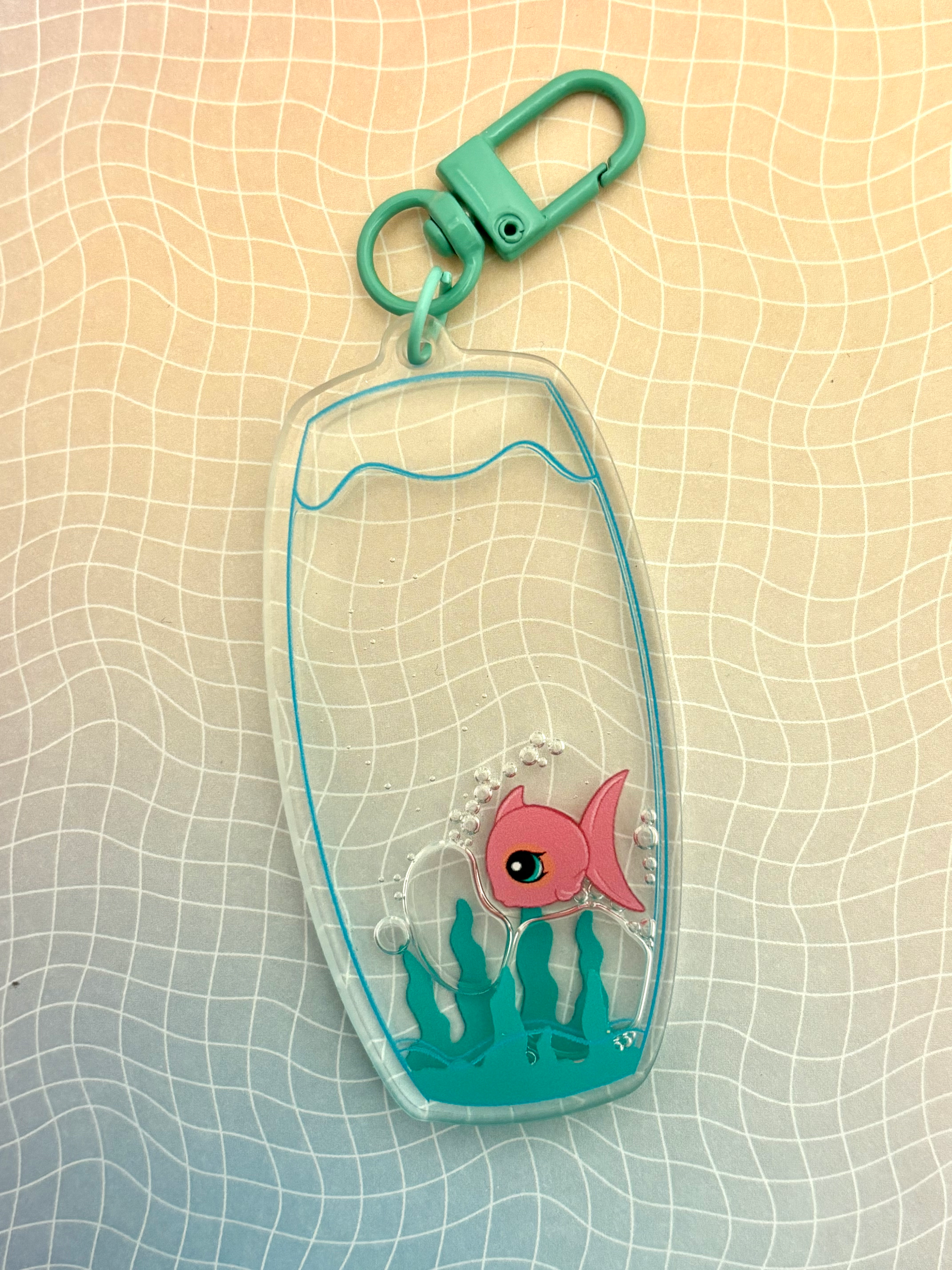 Forever-trapped fish keychain
