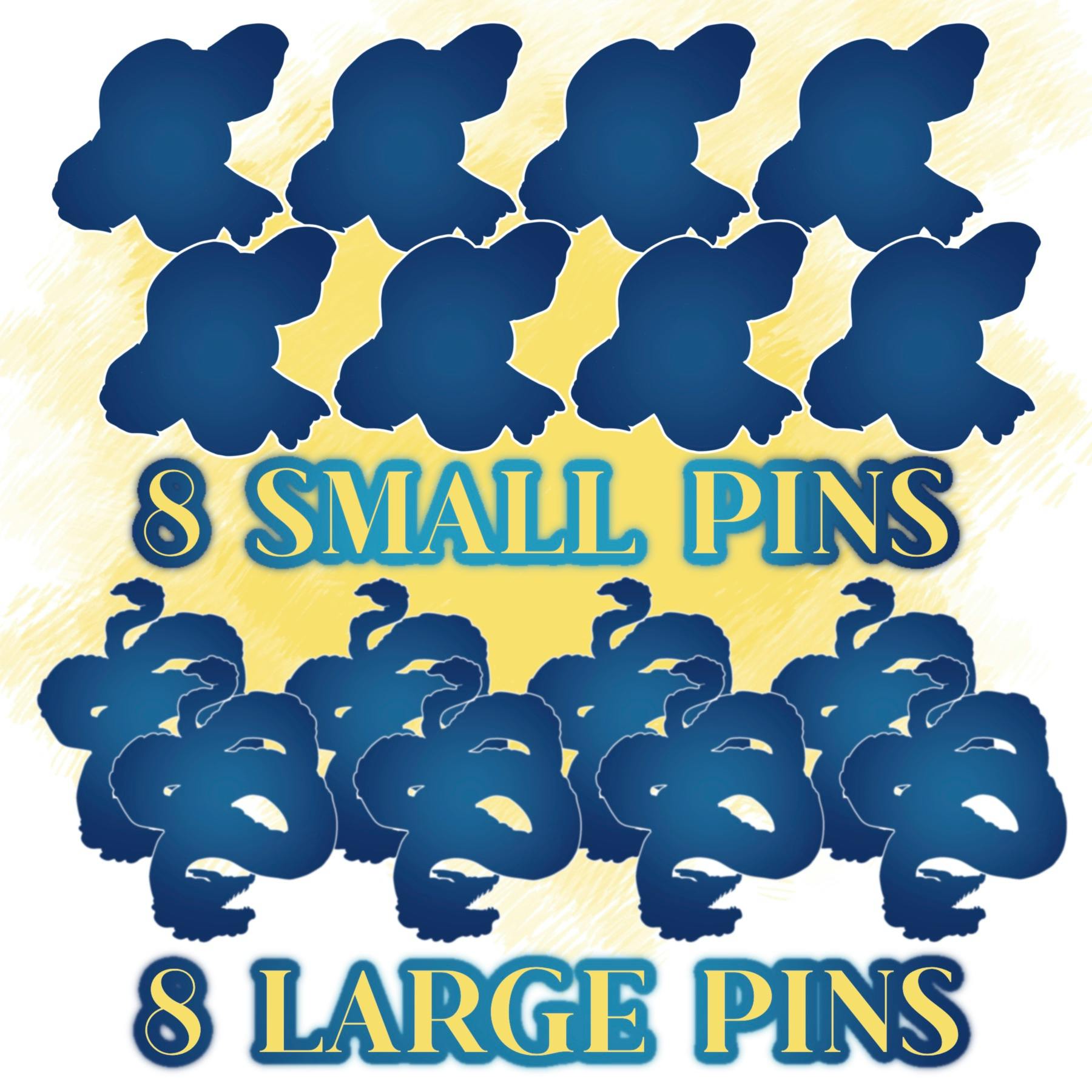8 small pins + 8 large pins