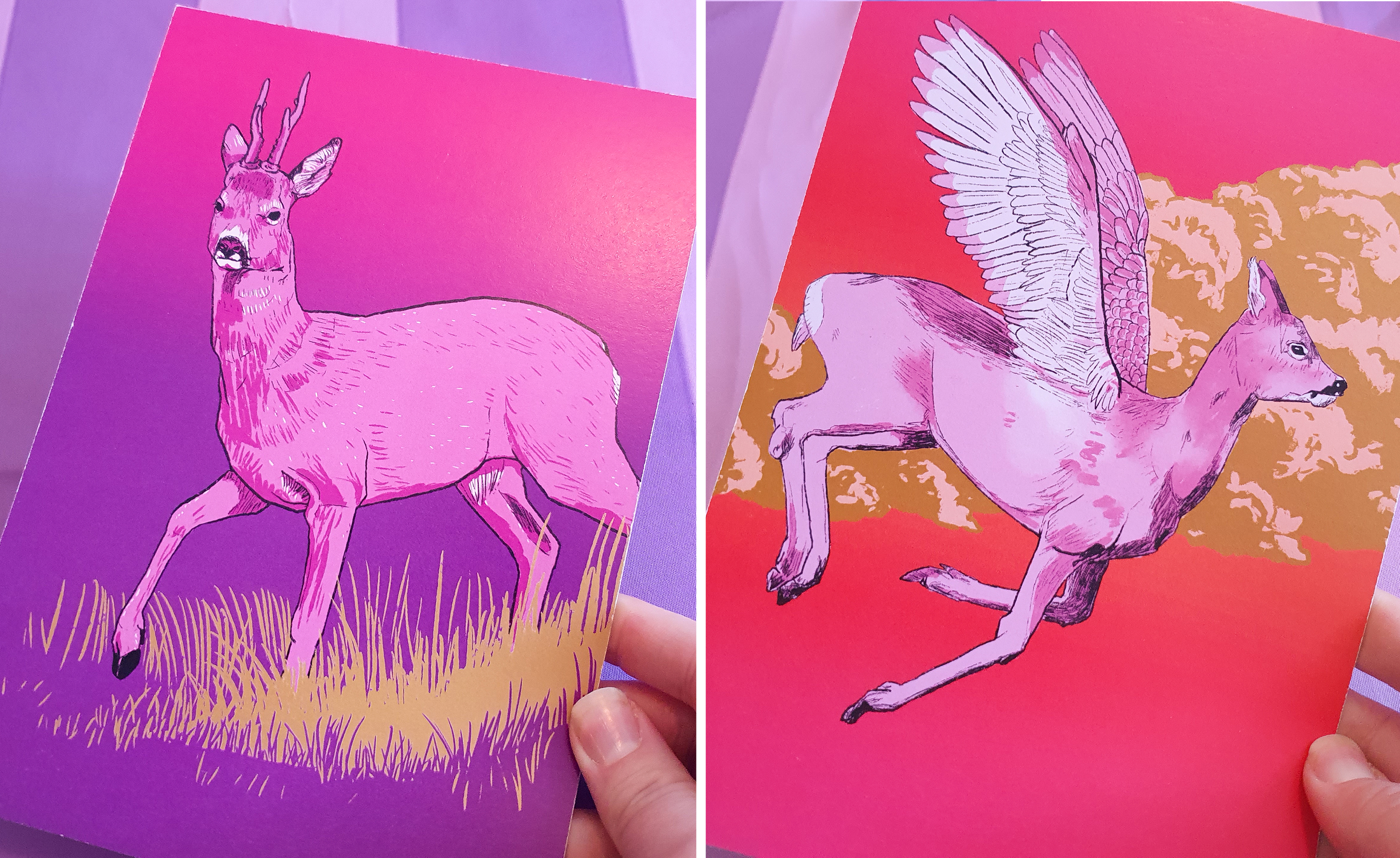 Deer and Peryton print set