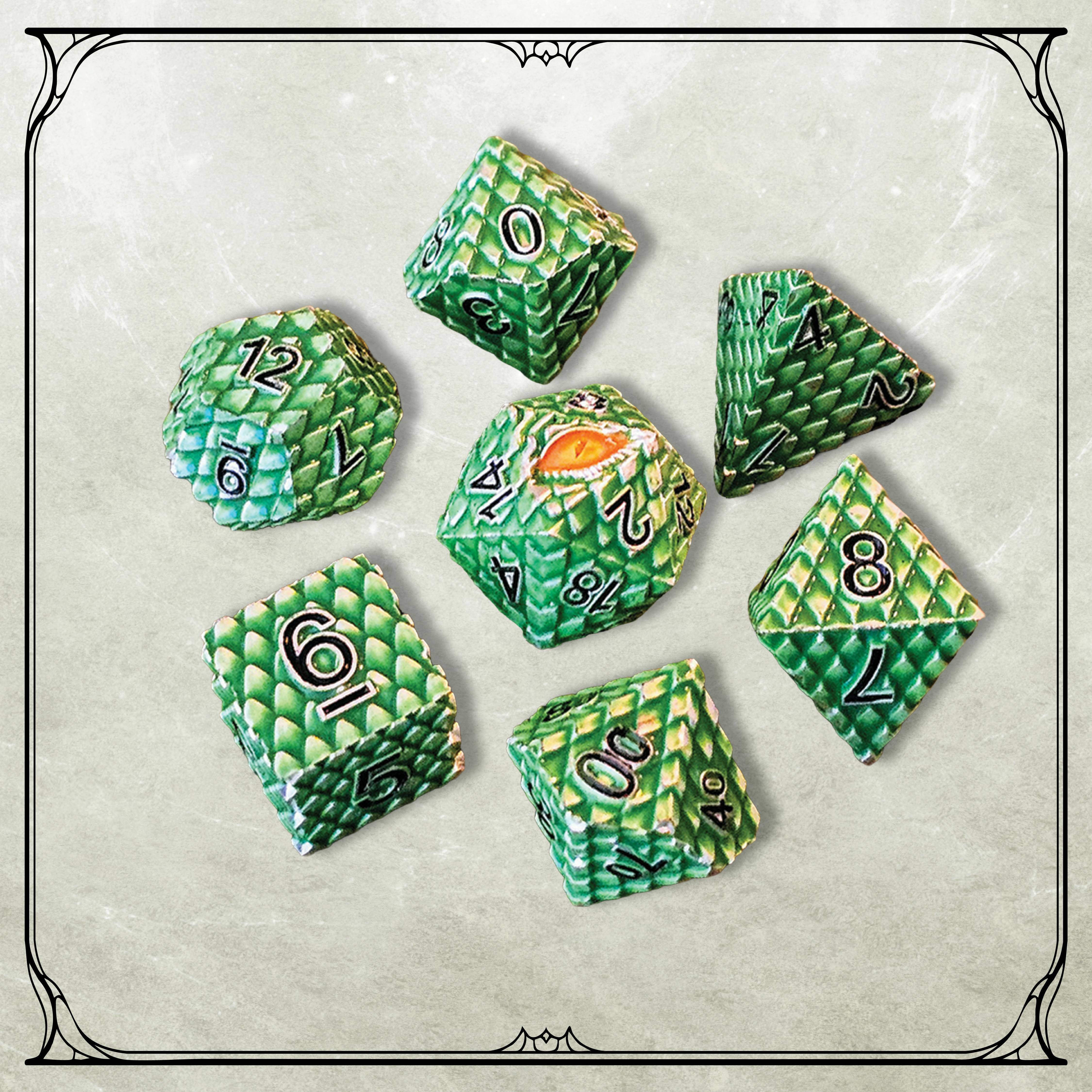 Emerald Dragon Metal Dice Set