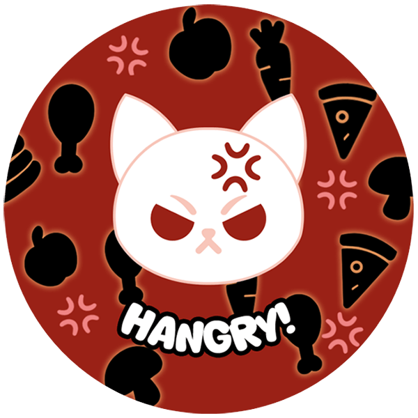 Hangry White Cat 2.25 inch Button