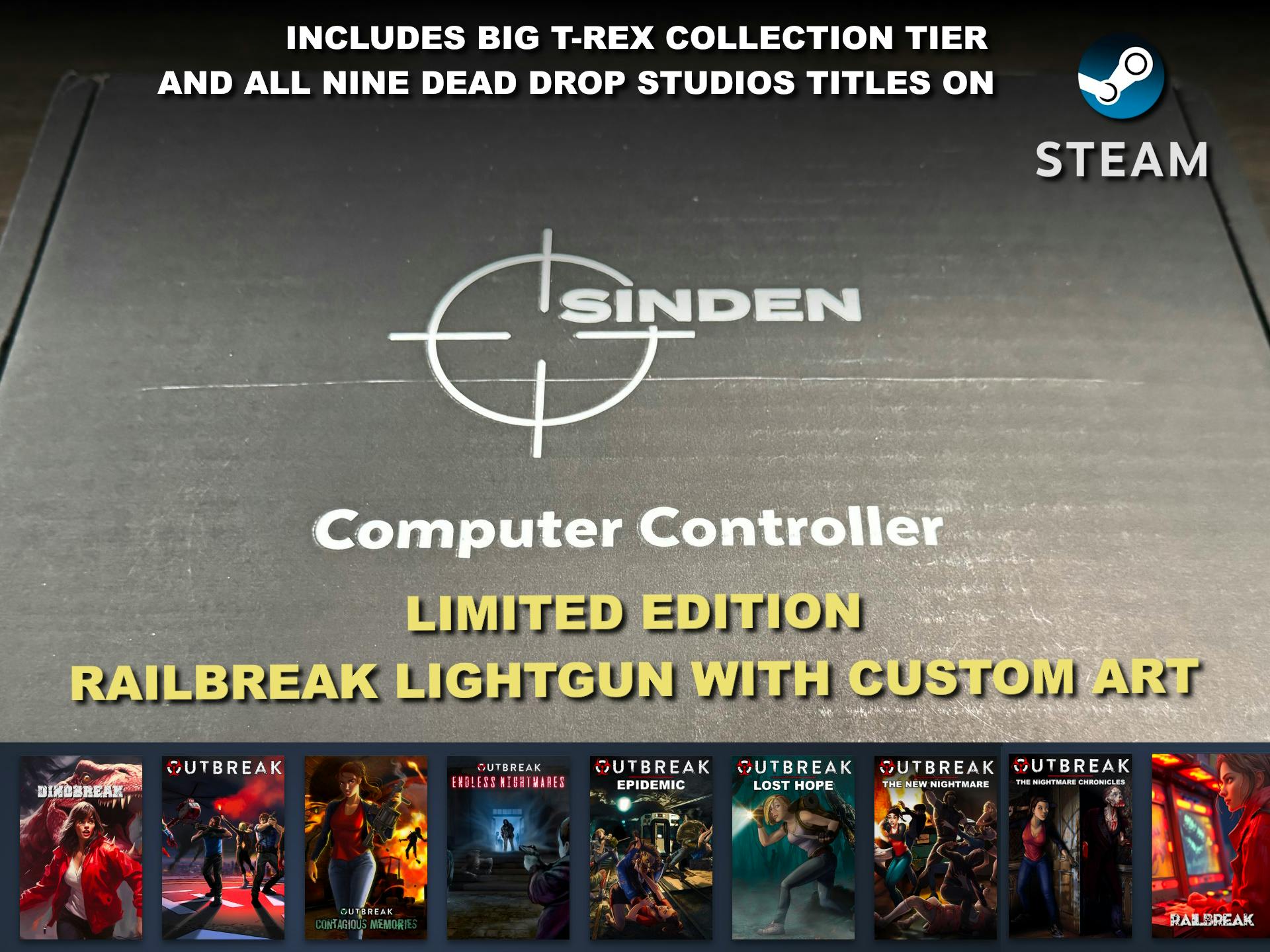 The Railbreak Limited Edition Sinden Lightgun Bundle w/ Big T-Rex Collection + 9 Games on Steam!
