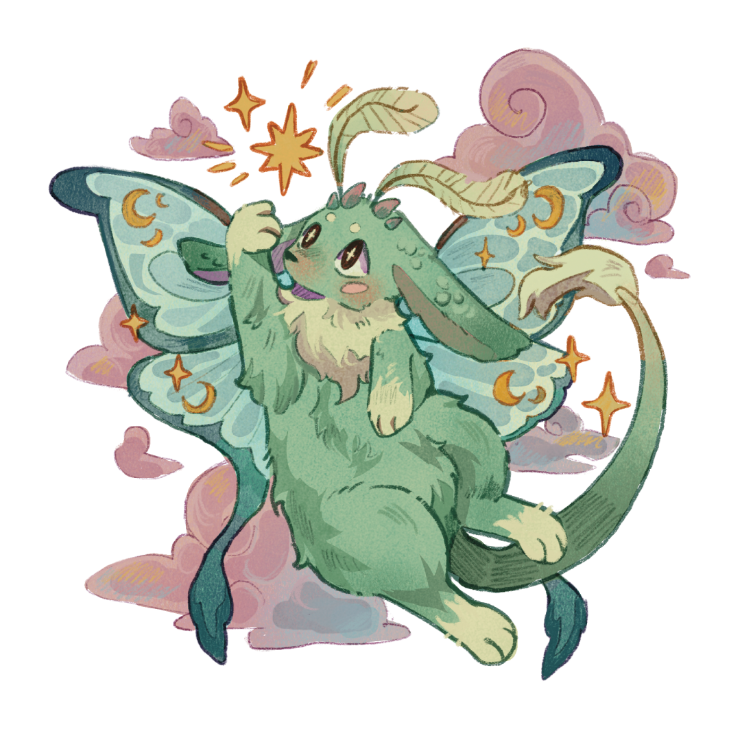 Celeste the lunar moth dragon sticker