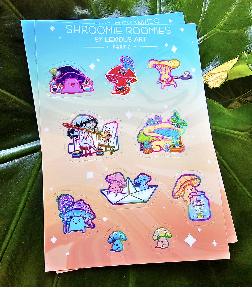  Shroomie Roomies - Holographic Sticker Sheet - V2