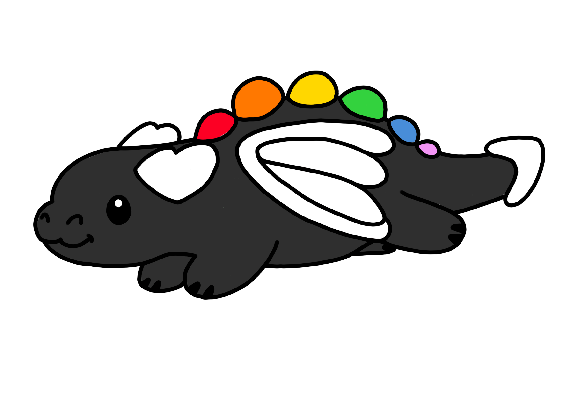 Black rainbow dragon enamel pin