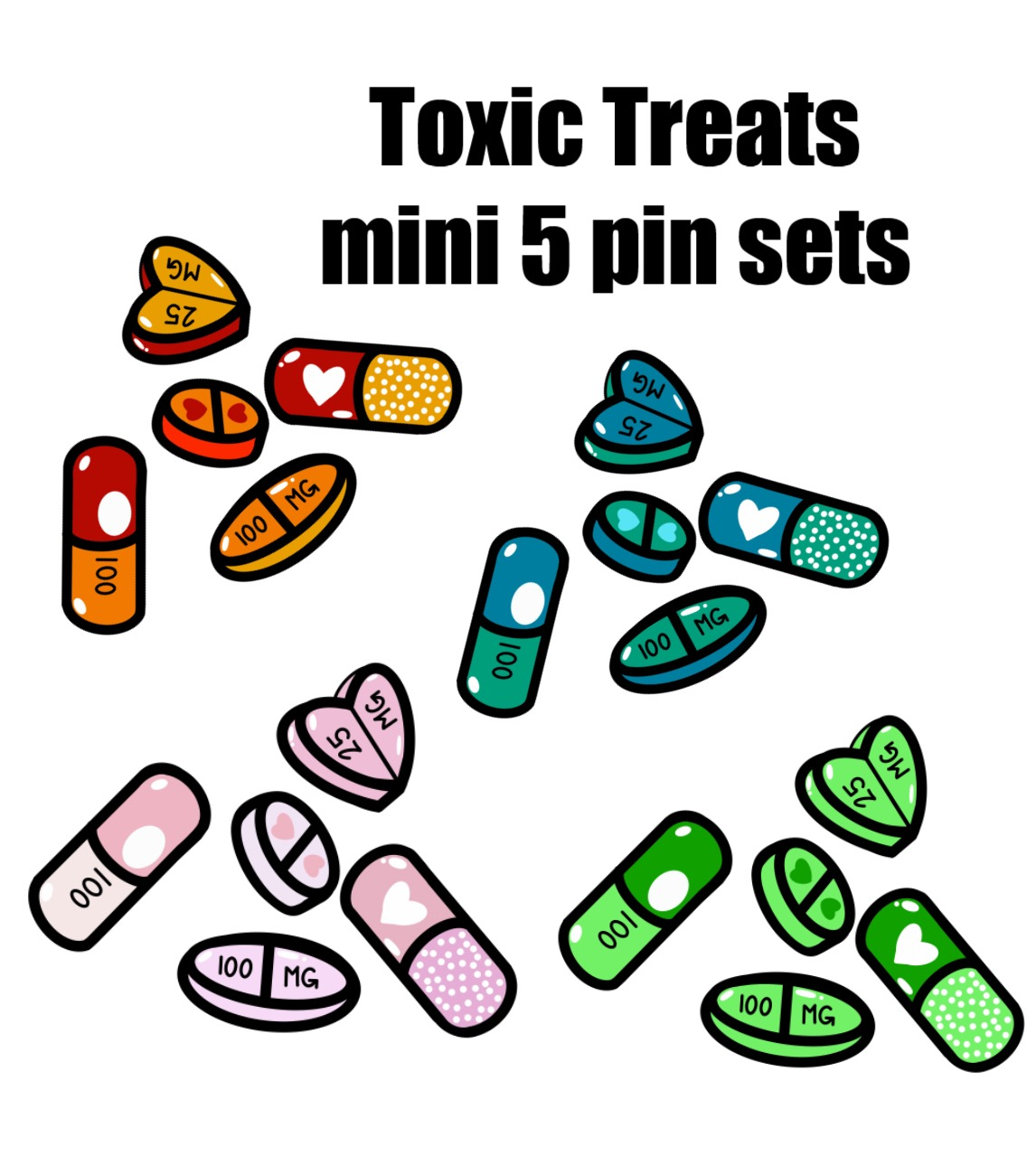 5 Toxic treats mini pin set